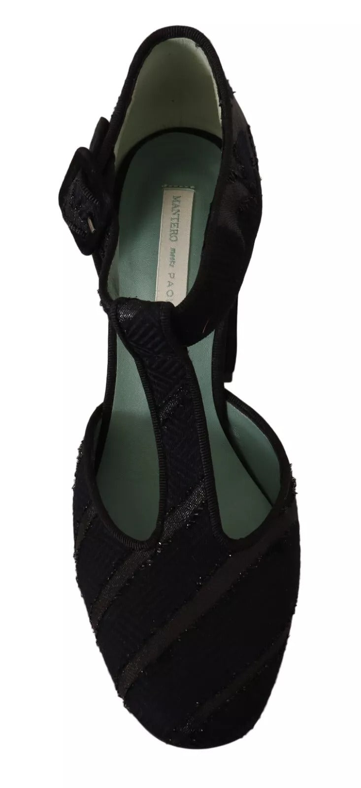 Chaussures Sandales à Talons Carrés en Daim Noir Paola D'Arcano