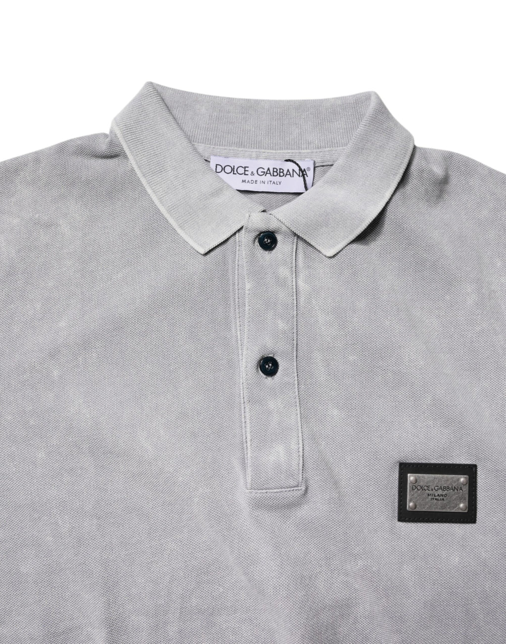 T-shirt polo en coton gris Dolce & Gabbana avec logo pour homme
