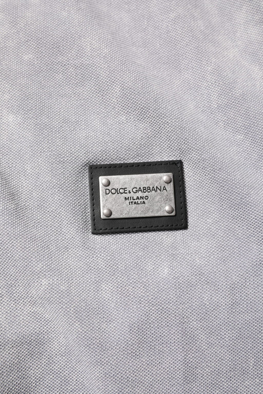 T-shirt polo en coton gris Dolce & Gabbana avec logo pour homme
