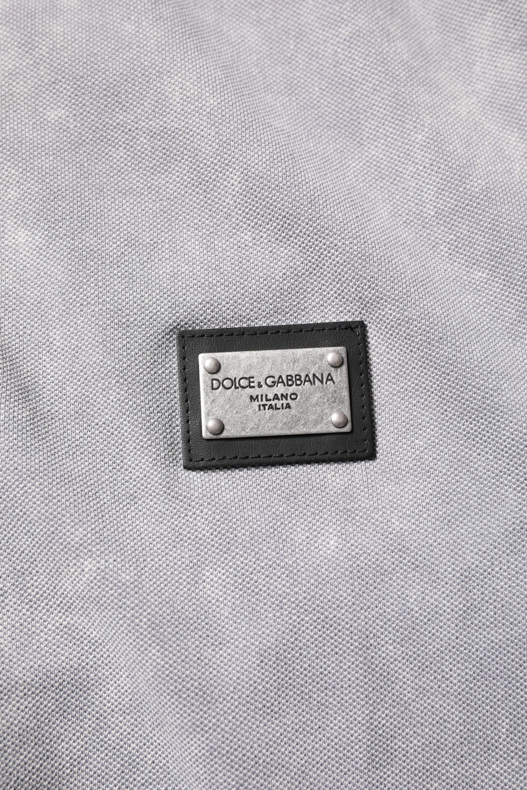T-shirt polo en coton gris Dolce & Gabbana avec logo pour homme