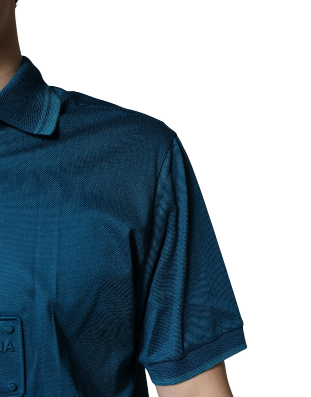 T-shirt polo en coton bleu à logo Dolce & Gabbana pour homme