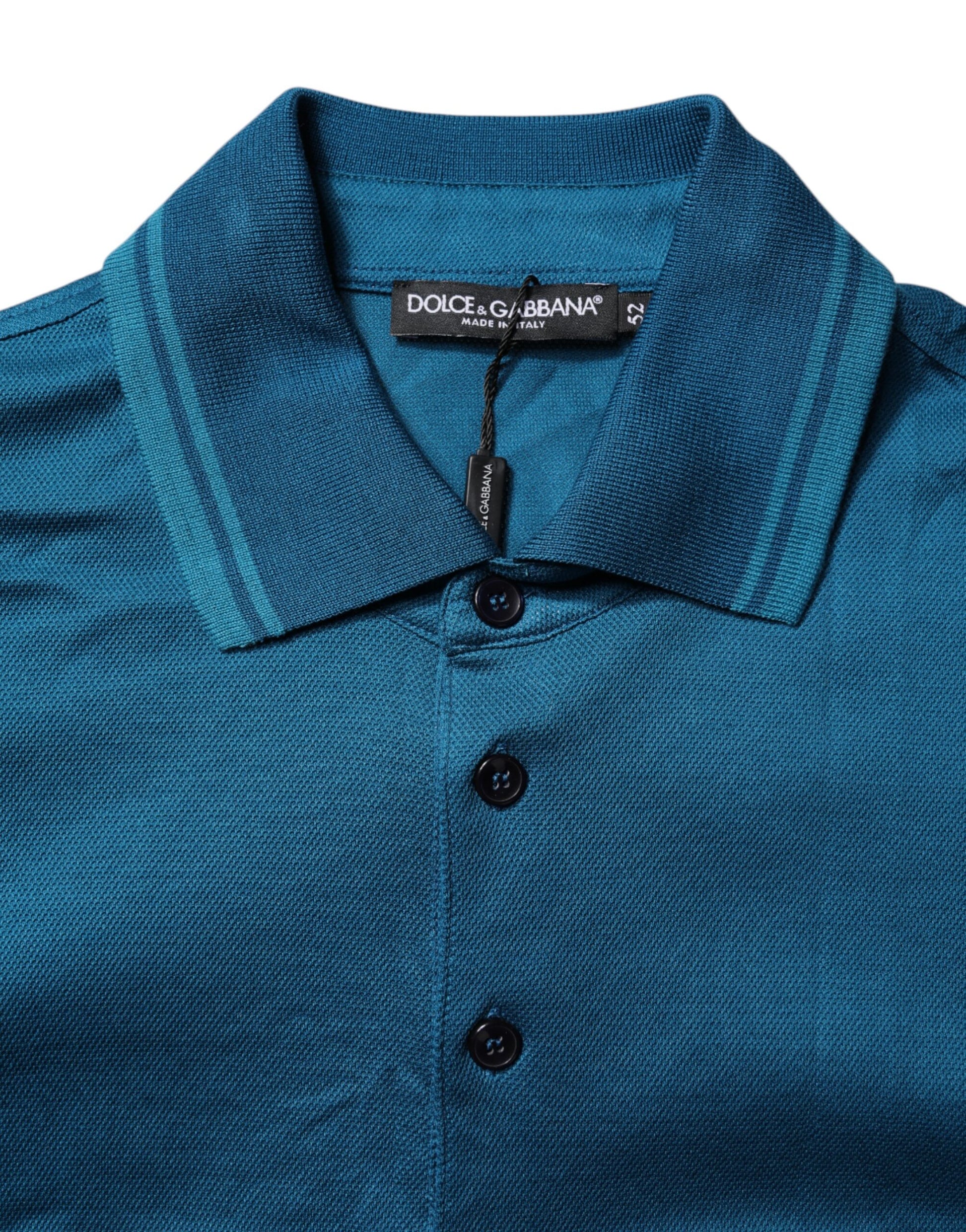 T-shirt polo en coton bleu à logo Dolce & Gabbana pour homme