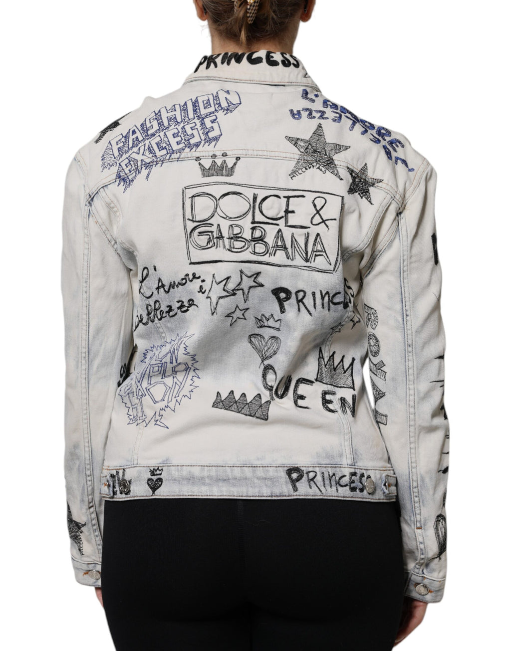 Veste en Jean boutonnée Dolce & Gabbana Light Blue Graffiti