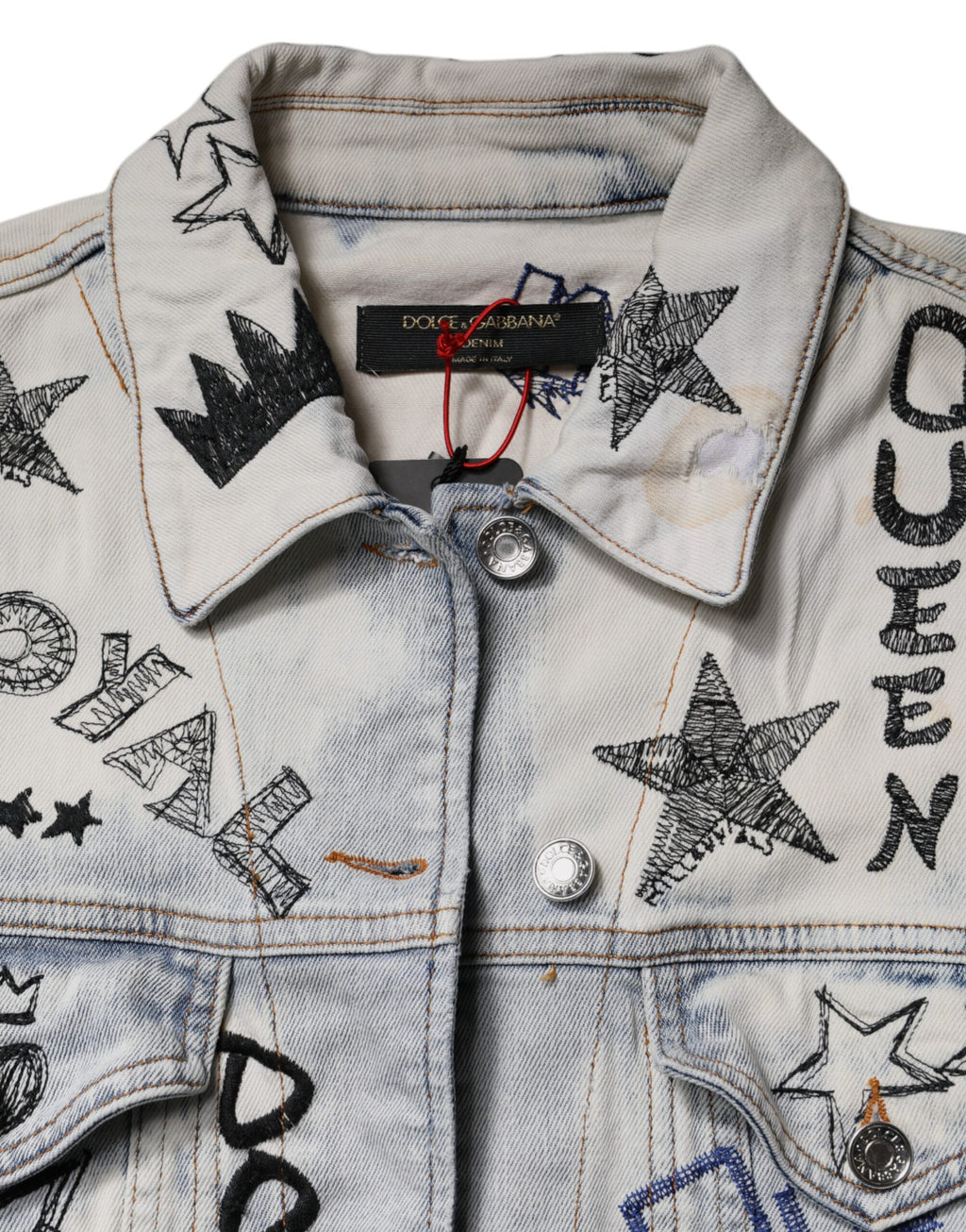 Veste en Jean boutonnée Dolce & Gabbana Light Blue Graffiti