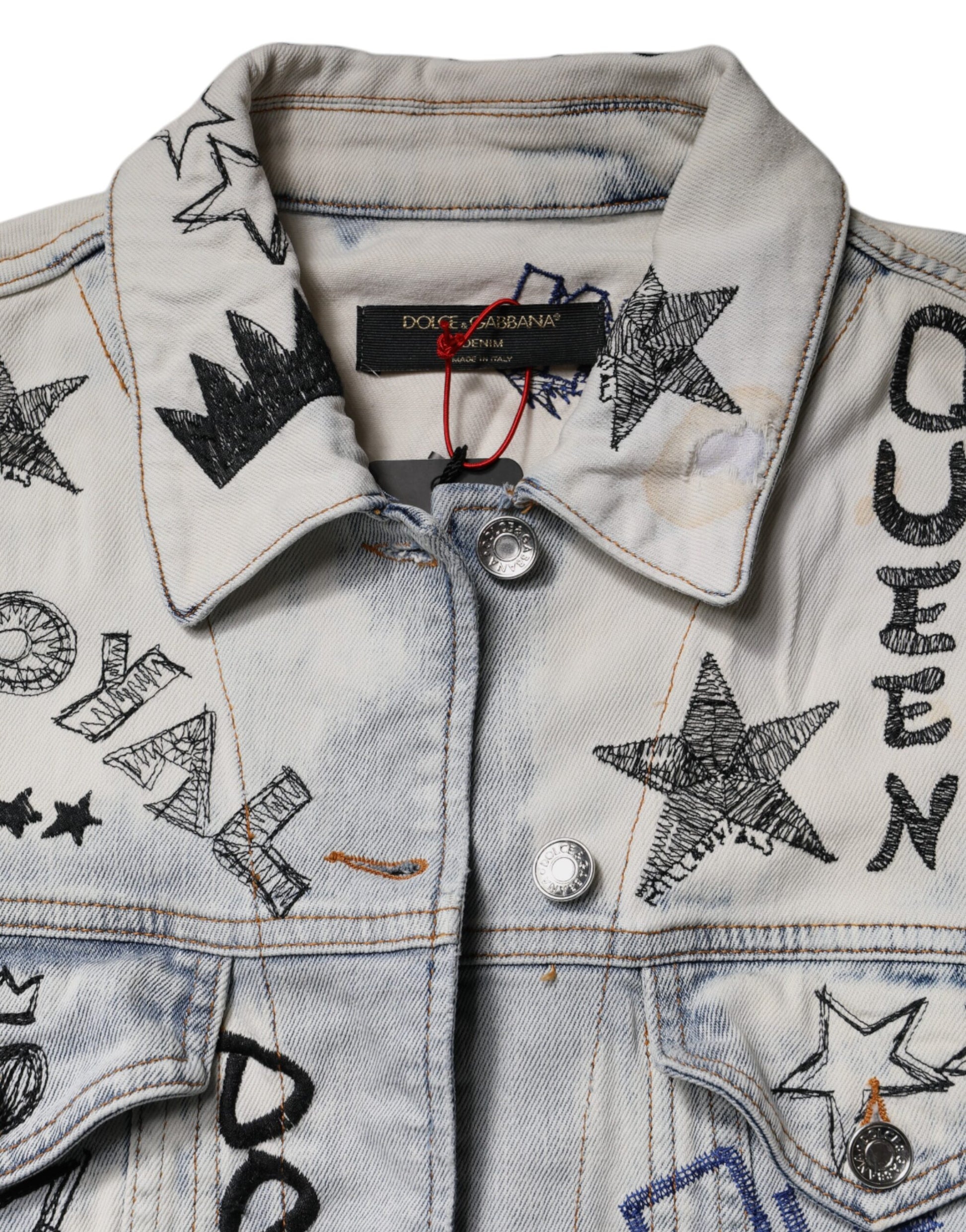 Veste en Jean boutonnée Dolce & Gabbana Light Blue Graffiti