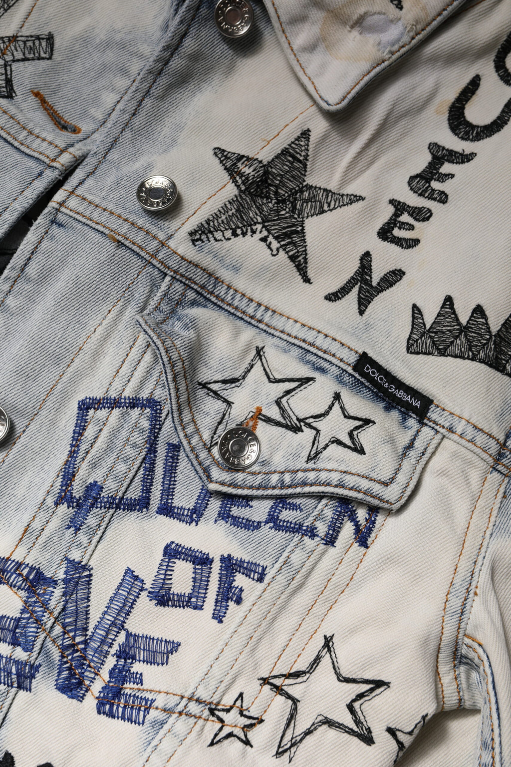 Veste en Jean boutonnée Dolce & Gabbana Light Blue Graffiti