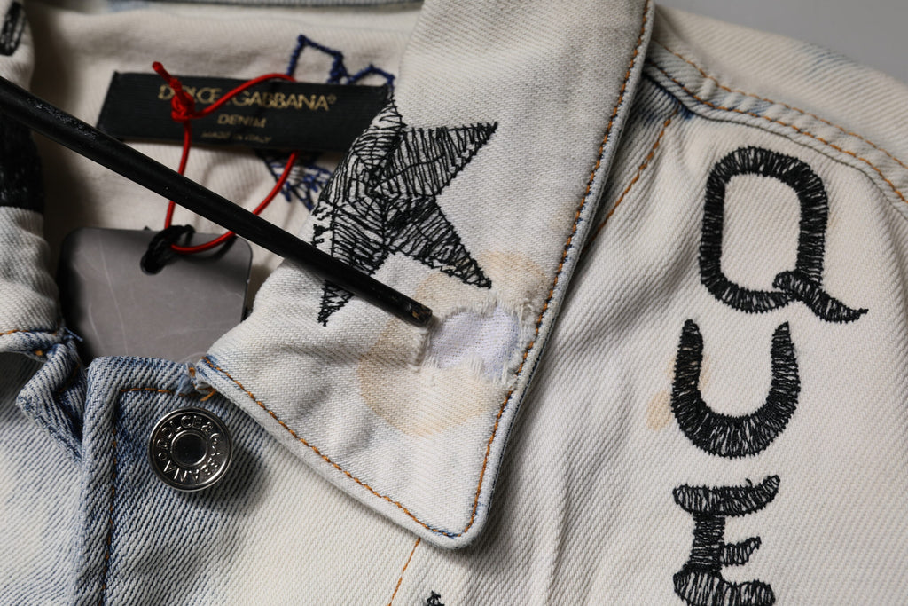 Veste en Jean boutonnée Dolce & Gabbana Light Blue Graffiti