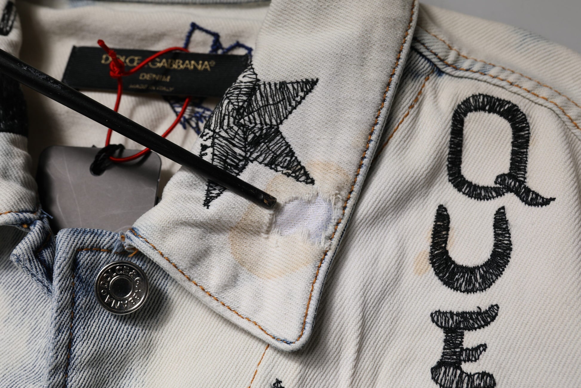 Veste en Jean boutonnée Dolce & Gabbana Light Blue Graffiti