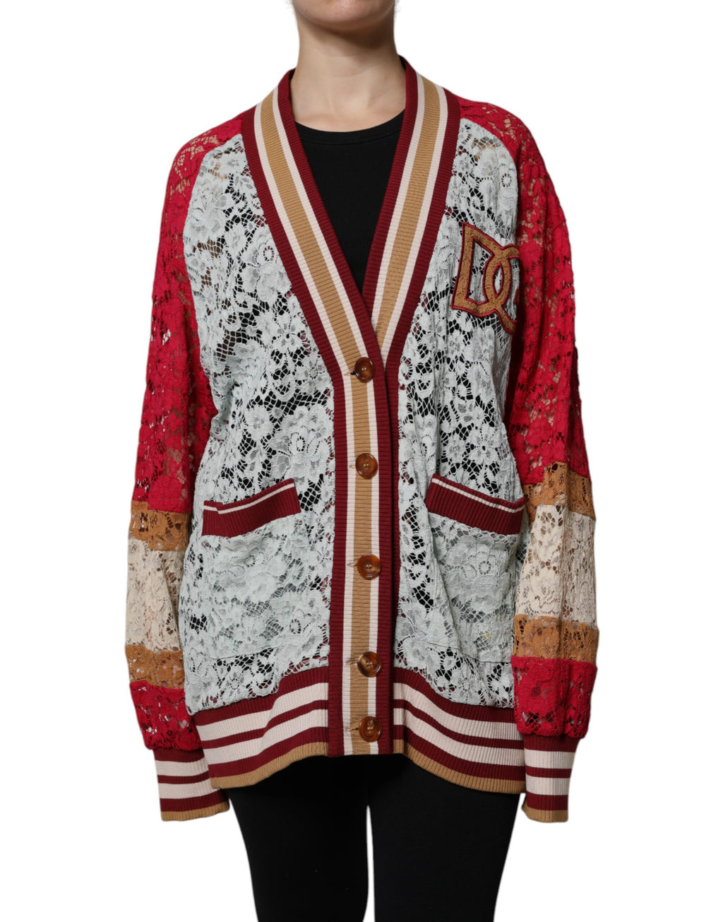 Cardigan en maille de dentelle florale multicolore Dolce & Gabbana