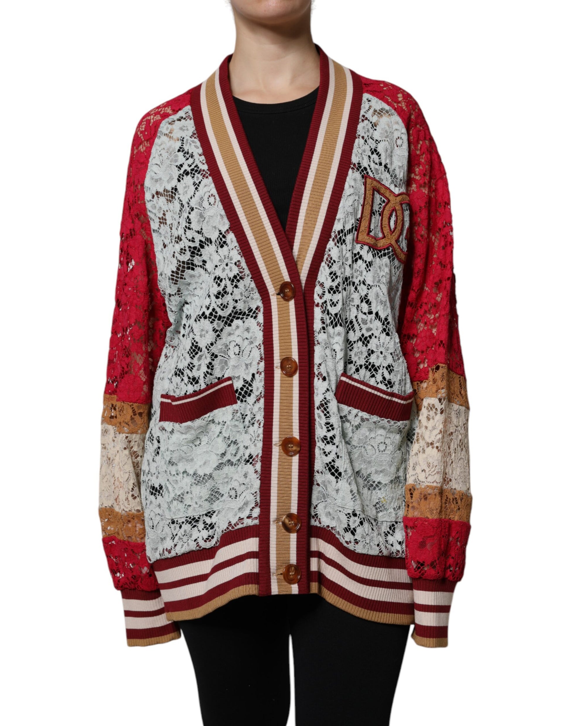 Cardigan en maille de dentelle florale multicolore Dolce & Gabbana