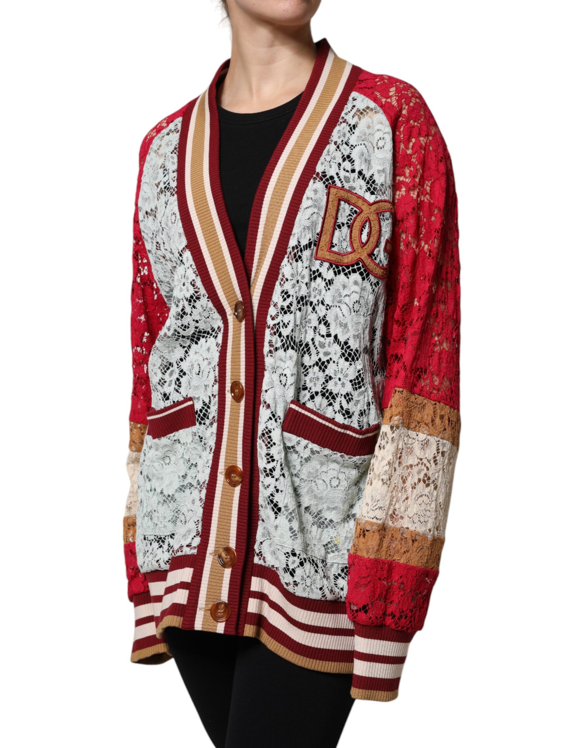 Cardigan en maille de dentelle florale multicolore Dolce & Gabbana