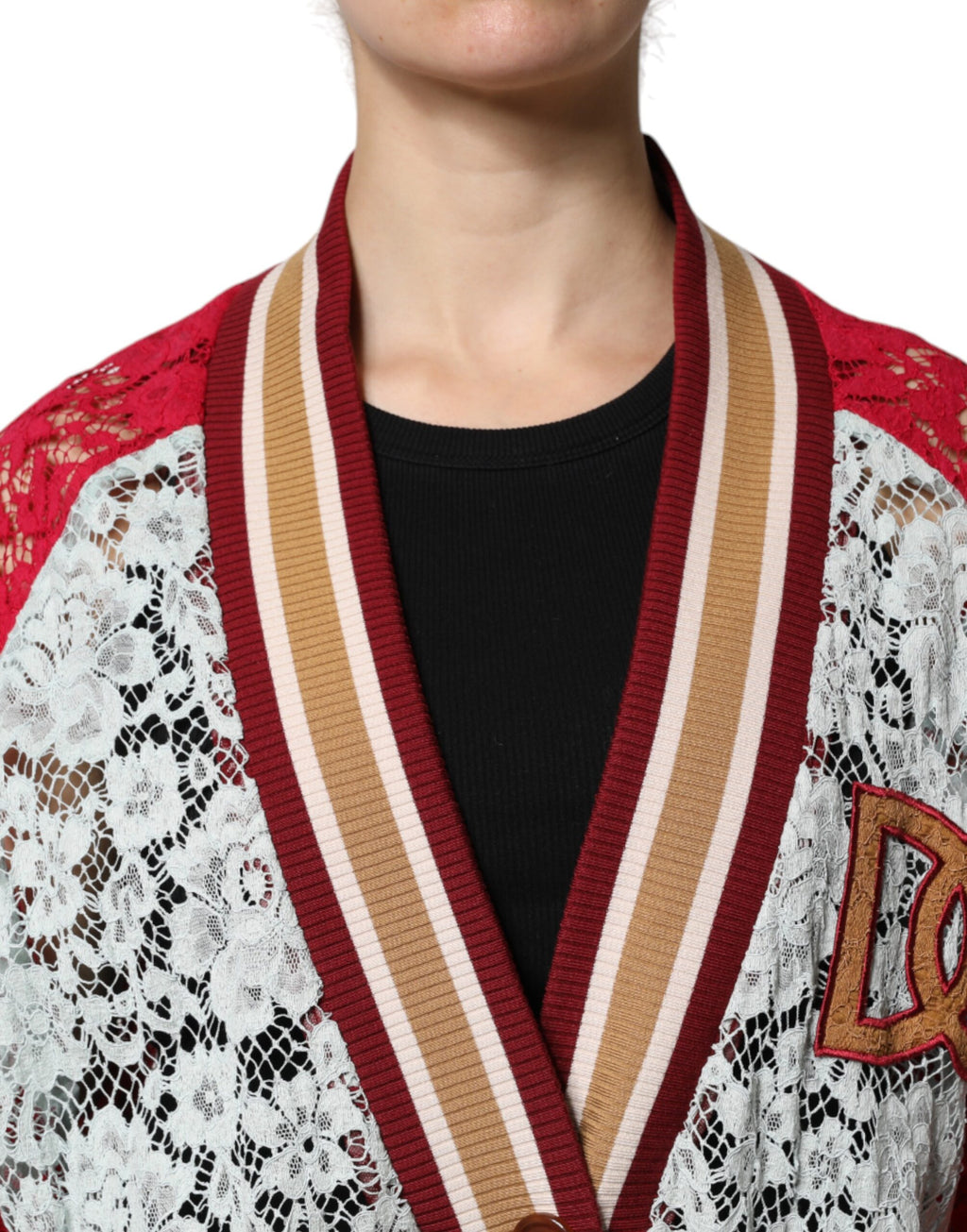 Cardigan en maille de dentelle florale multicolore Dolce & Gabbana