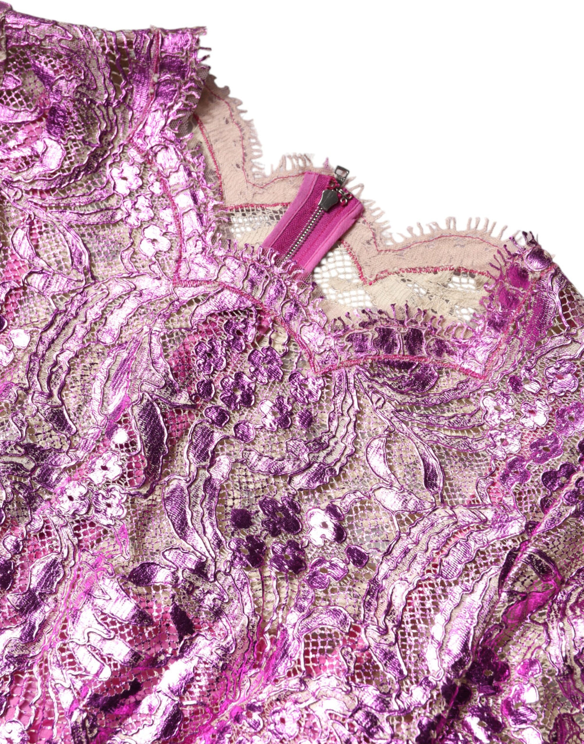 Mini-robe fourreau florale fuchsia métallique Dolce & Gabbana