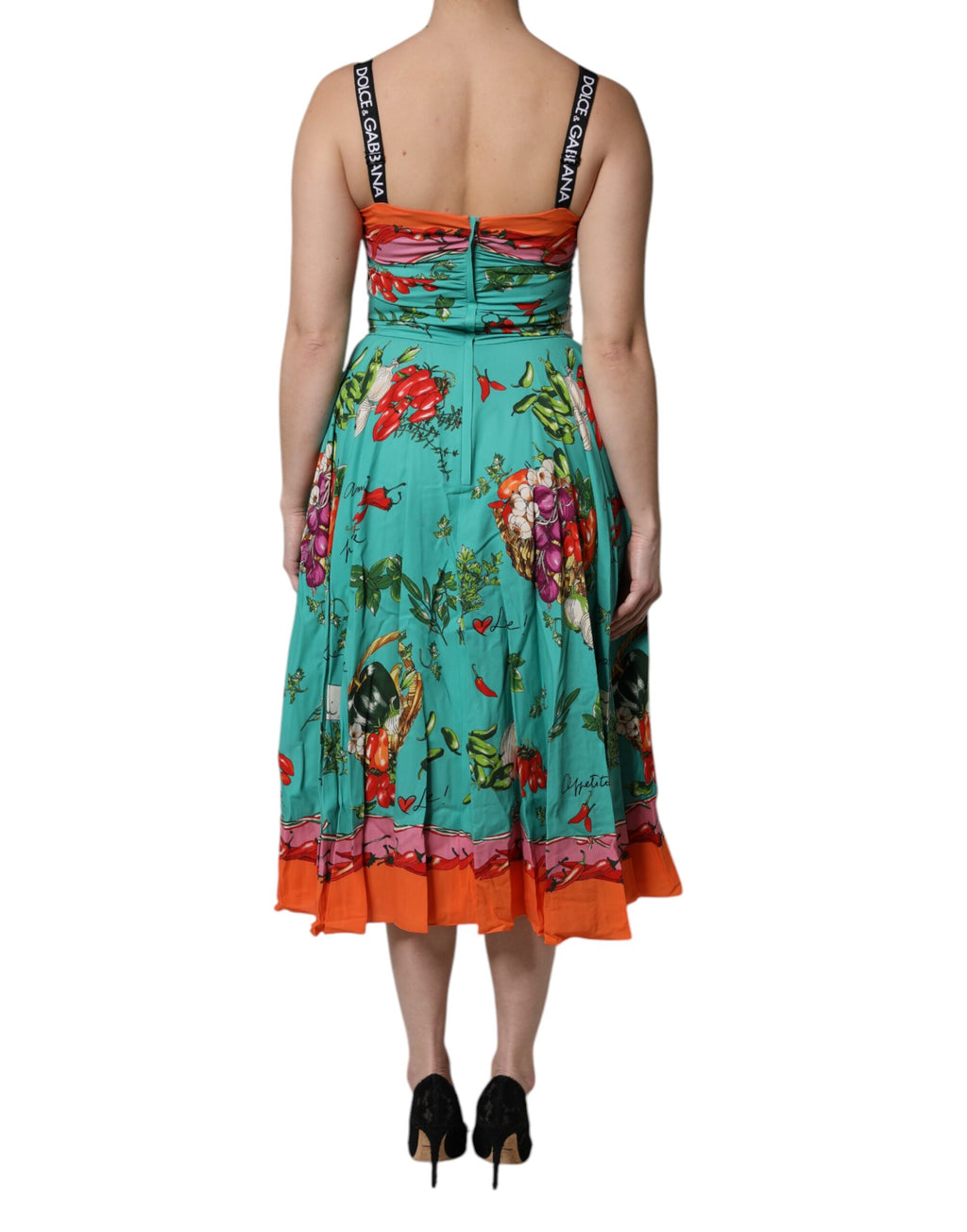 Robe Midi Sans Manches Dolce & Gabbana en Soie Imprimée Multicolore
