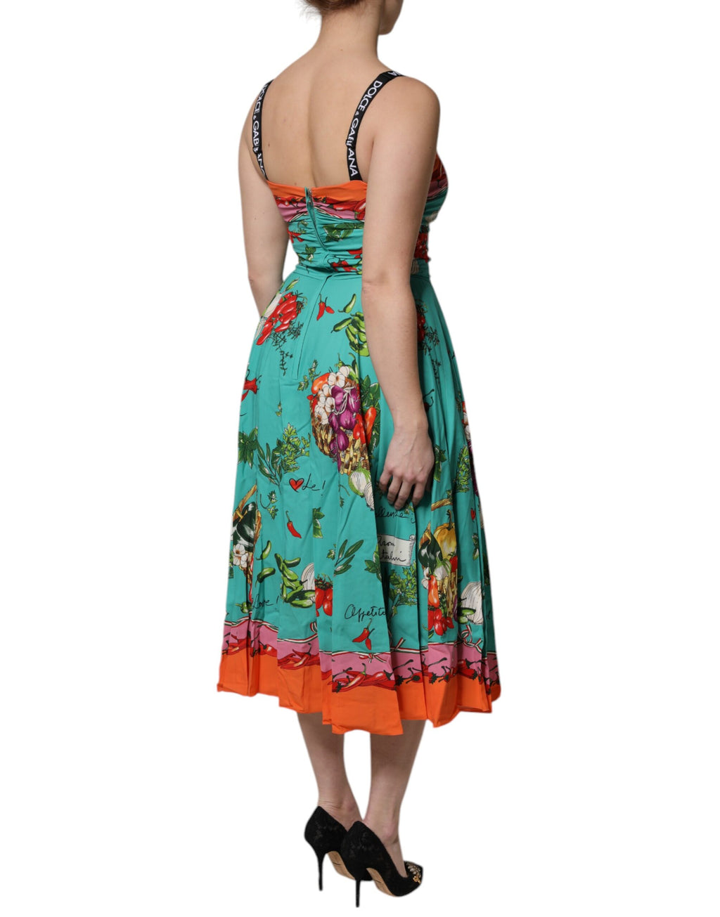Robe Midi Sans Manches Dolce & Gabbana en Soie Imprimée Multicolore