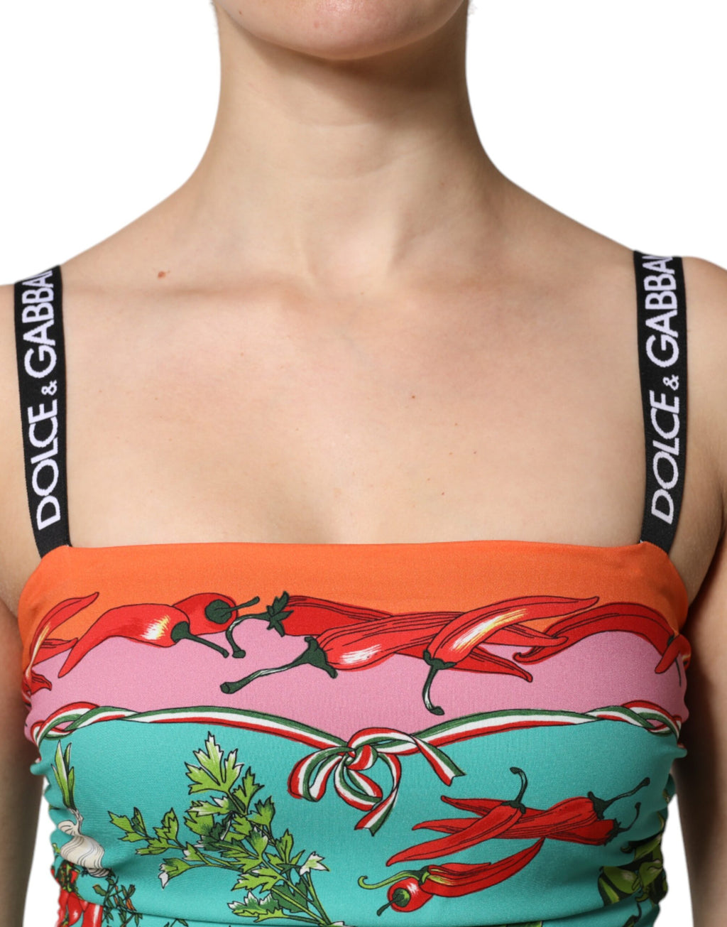 Robe Midi Sans Manches Dolce & Gabbana en Soie Imprimée Multicolore