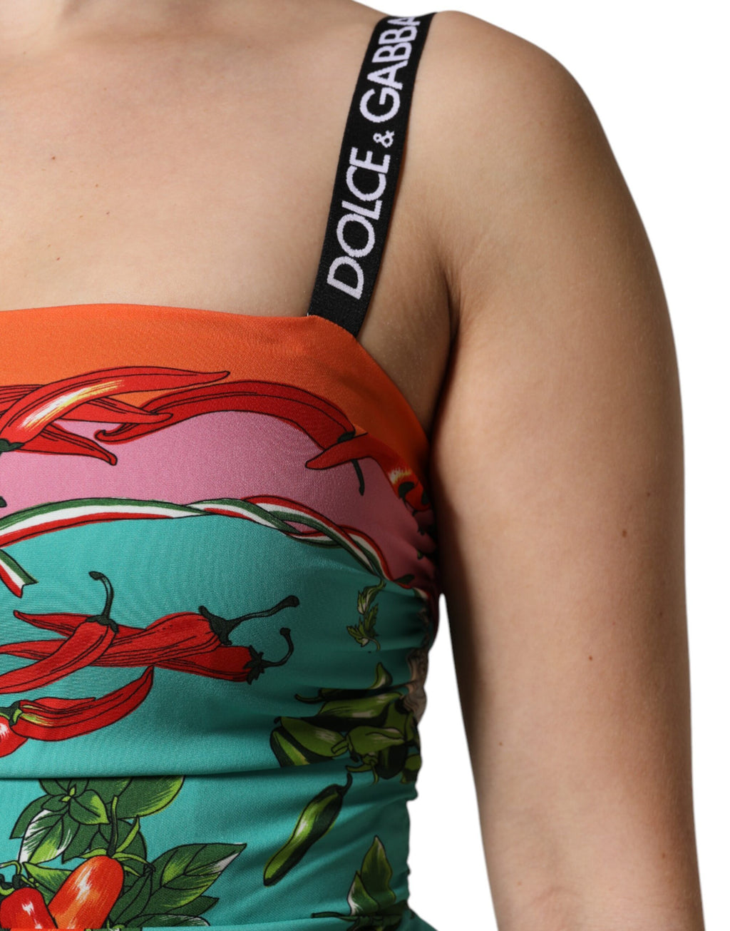 Robe Midi Sans Manches Dolce & Gabbana en Soie Imprimée Multicolore