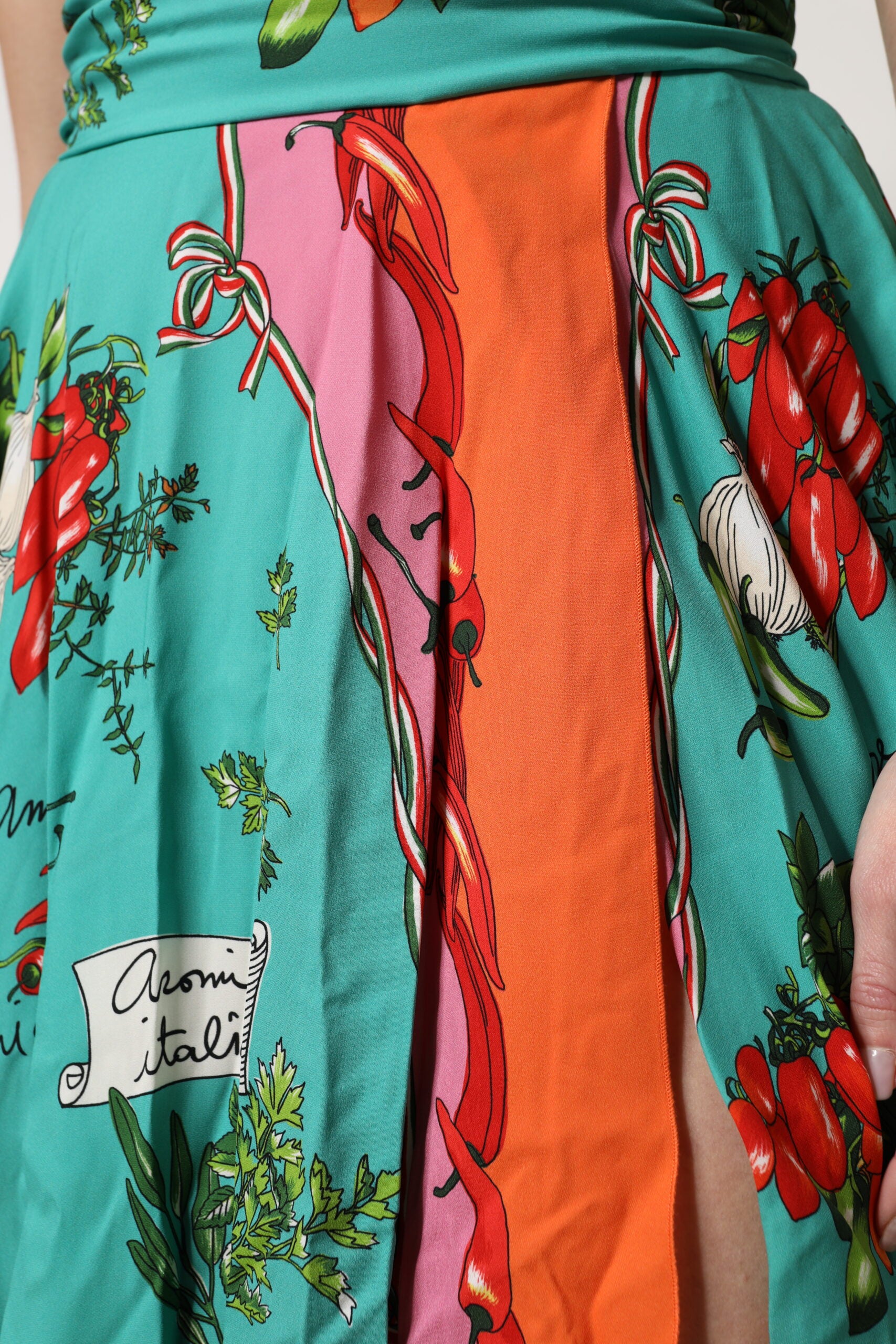 Robe Midi Sans Manches Dolce & Gabbana en Soie Imprimée Multicolore