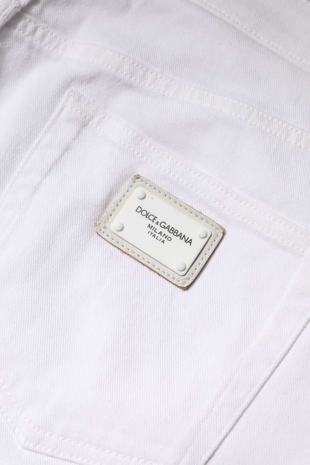 Jean slim taille mi-haute en coton blanc Dolce & Gabbana