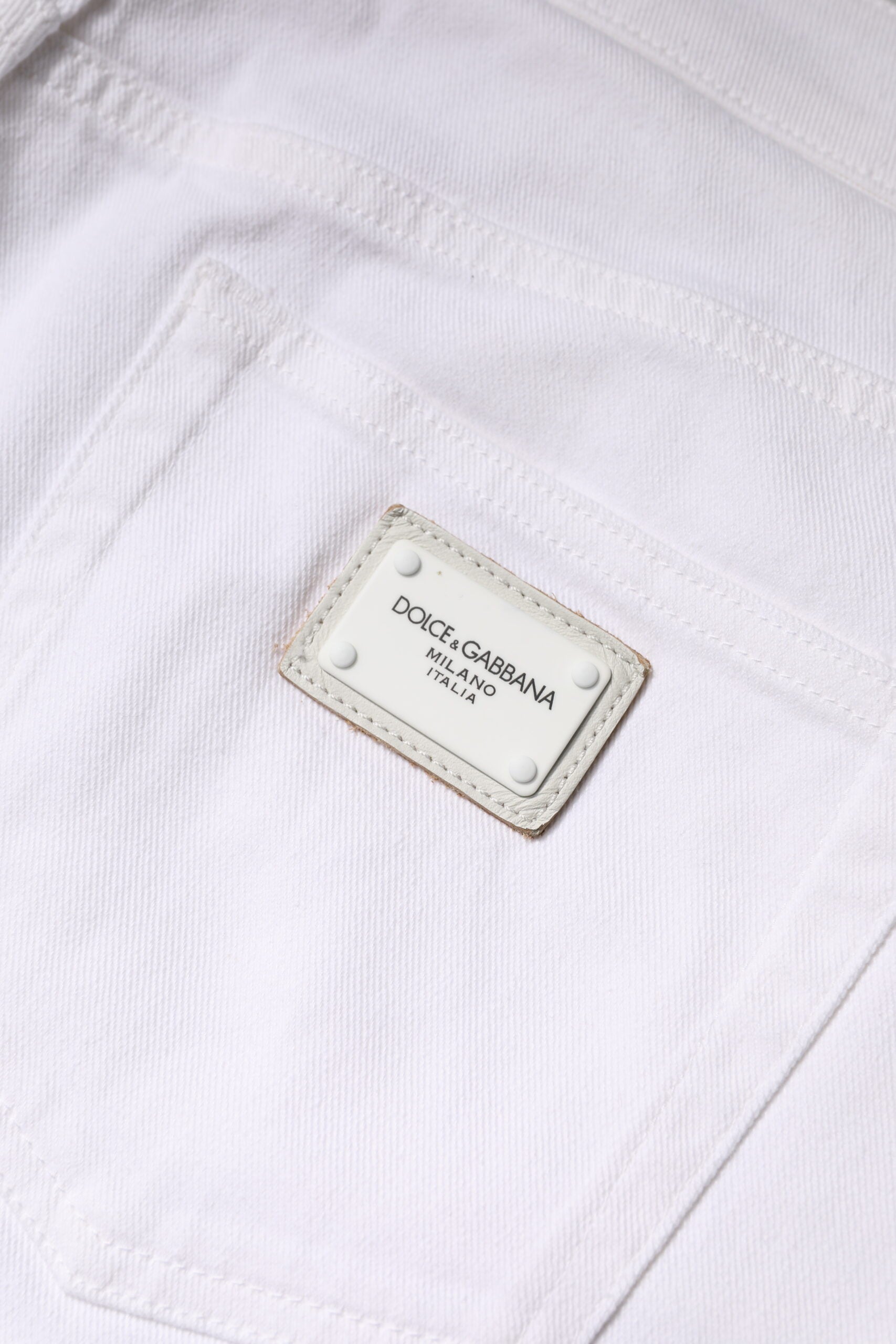 Jean slim taille mi-haute en coton blanc Dolce & Gabbana