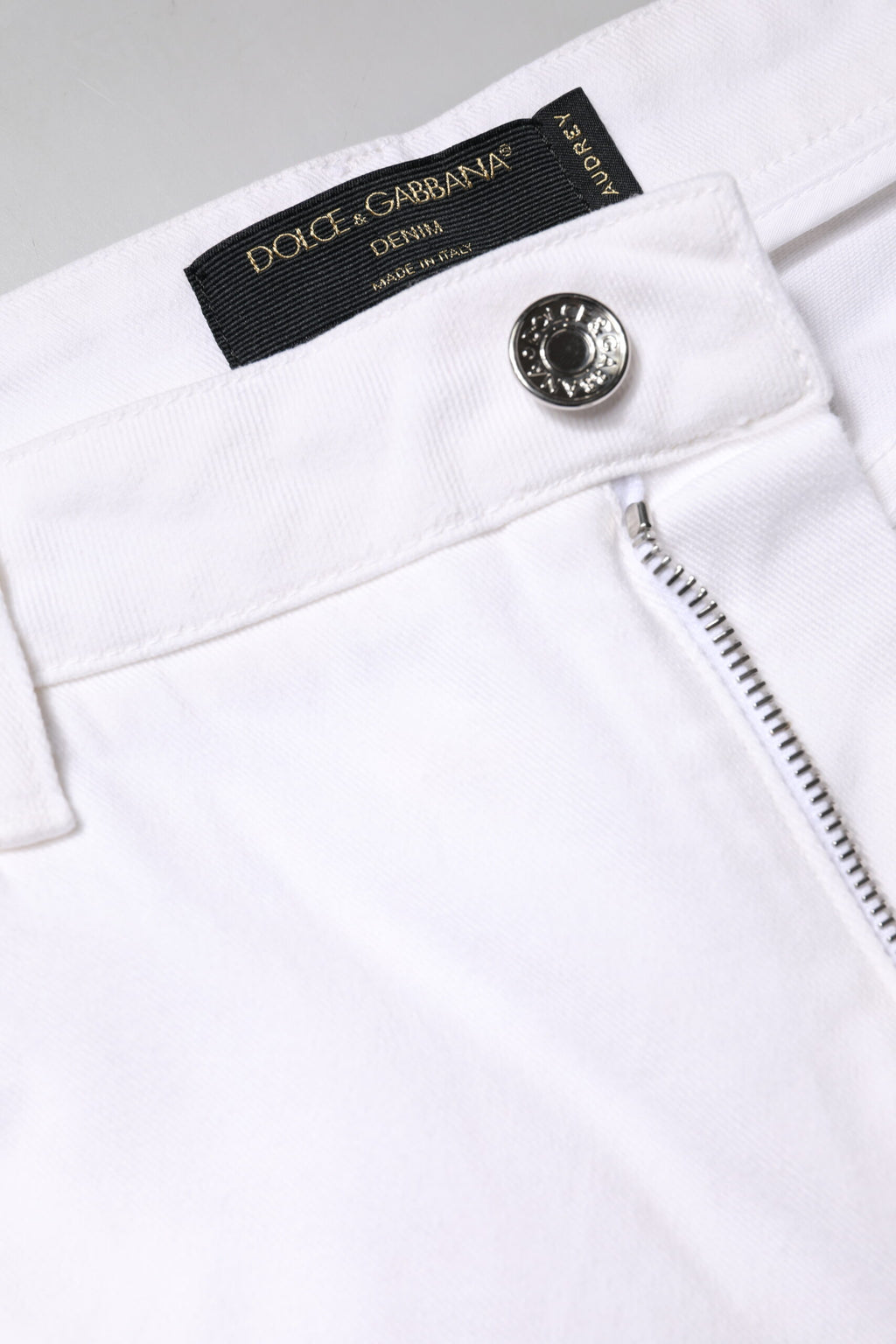 Jean slim taille mi-haute en coton blanc Dolce & Gabbana