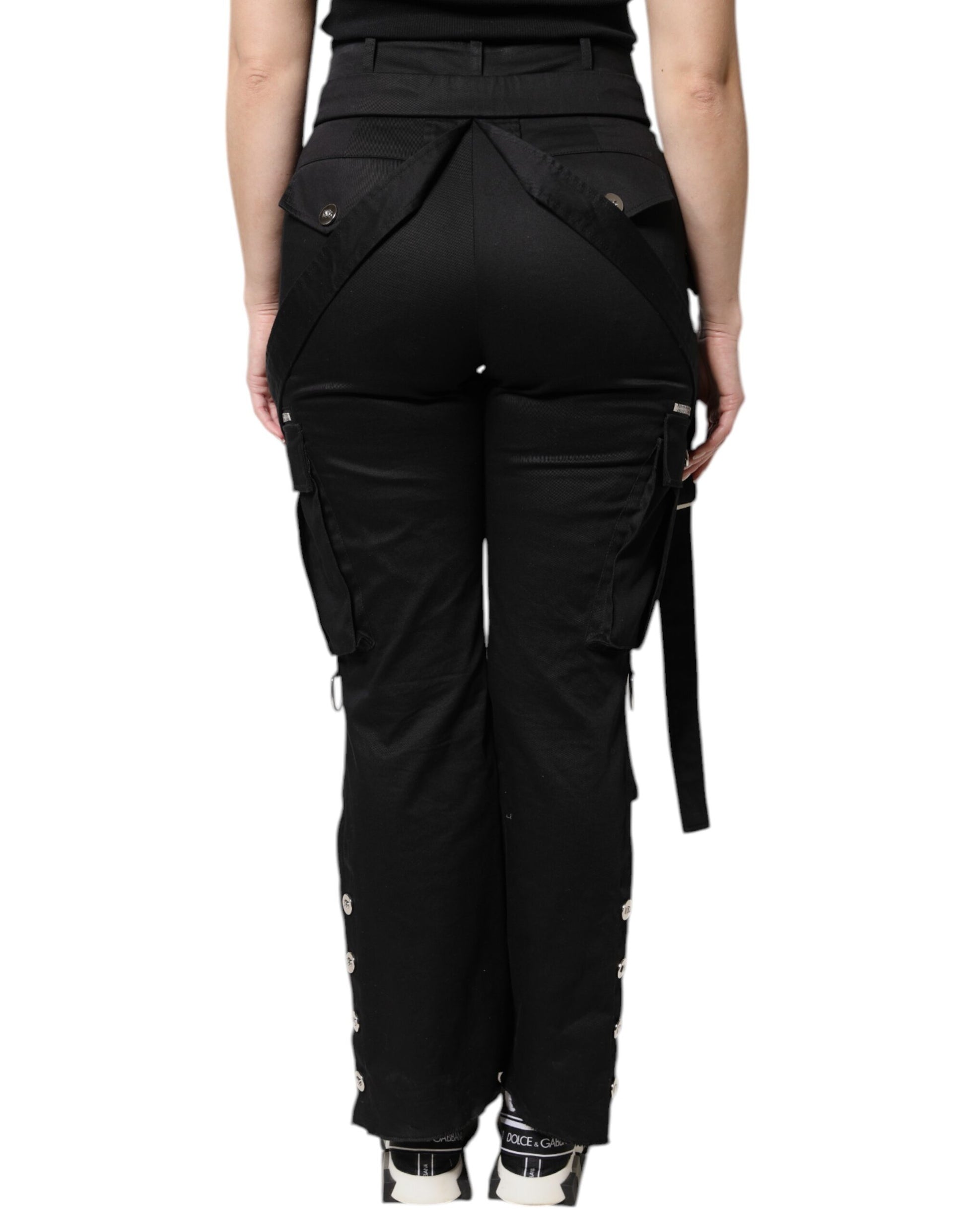 Pantalon cargo taille haute en coton noir Dolce & Gabbana