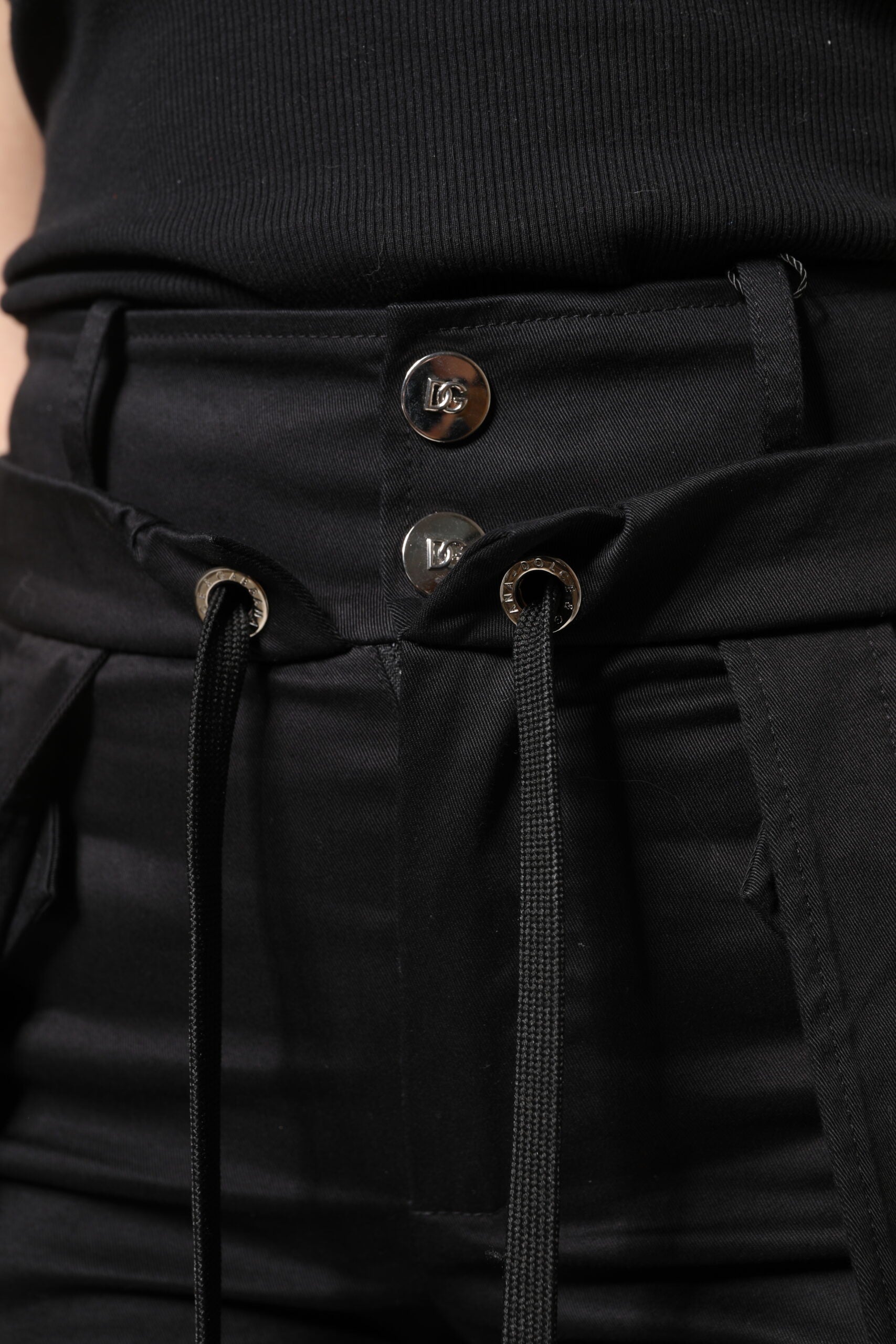 Pantalon cargo taille haute en coton noir Dolce & Gabbana