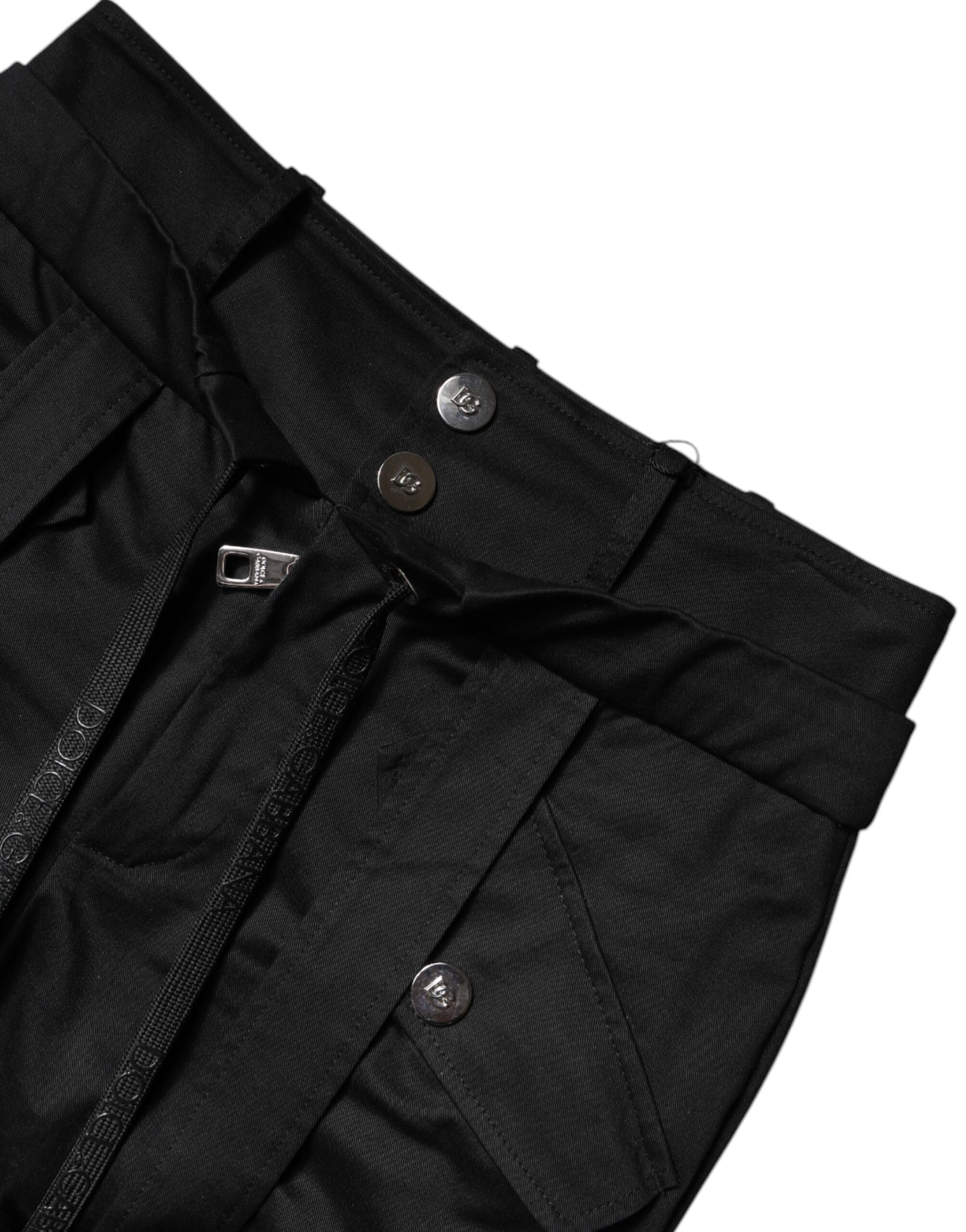 Pantalon cargo taille haute en coton noir Dolce & Gabbana
