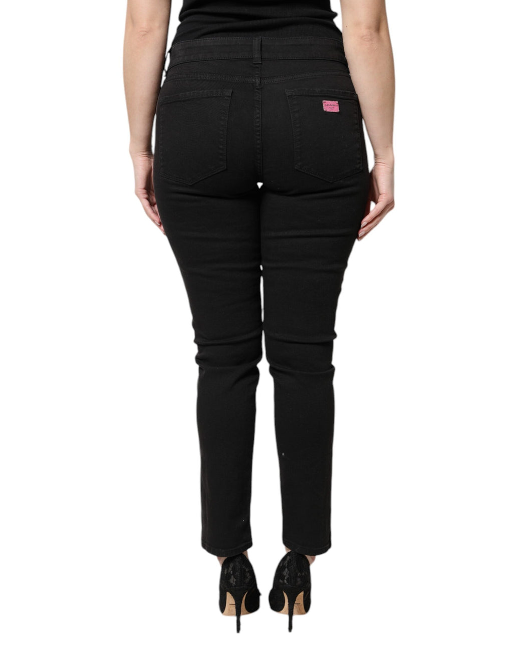 Jean slim taille haute en coton noir Dolce & Gabbana