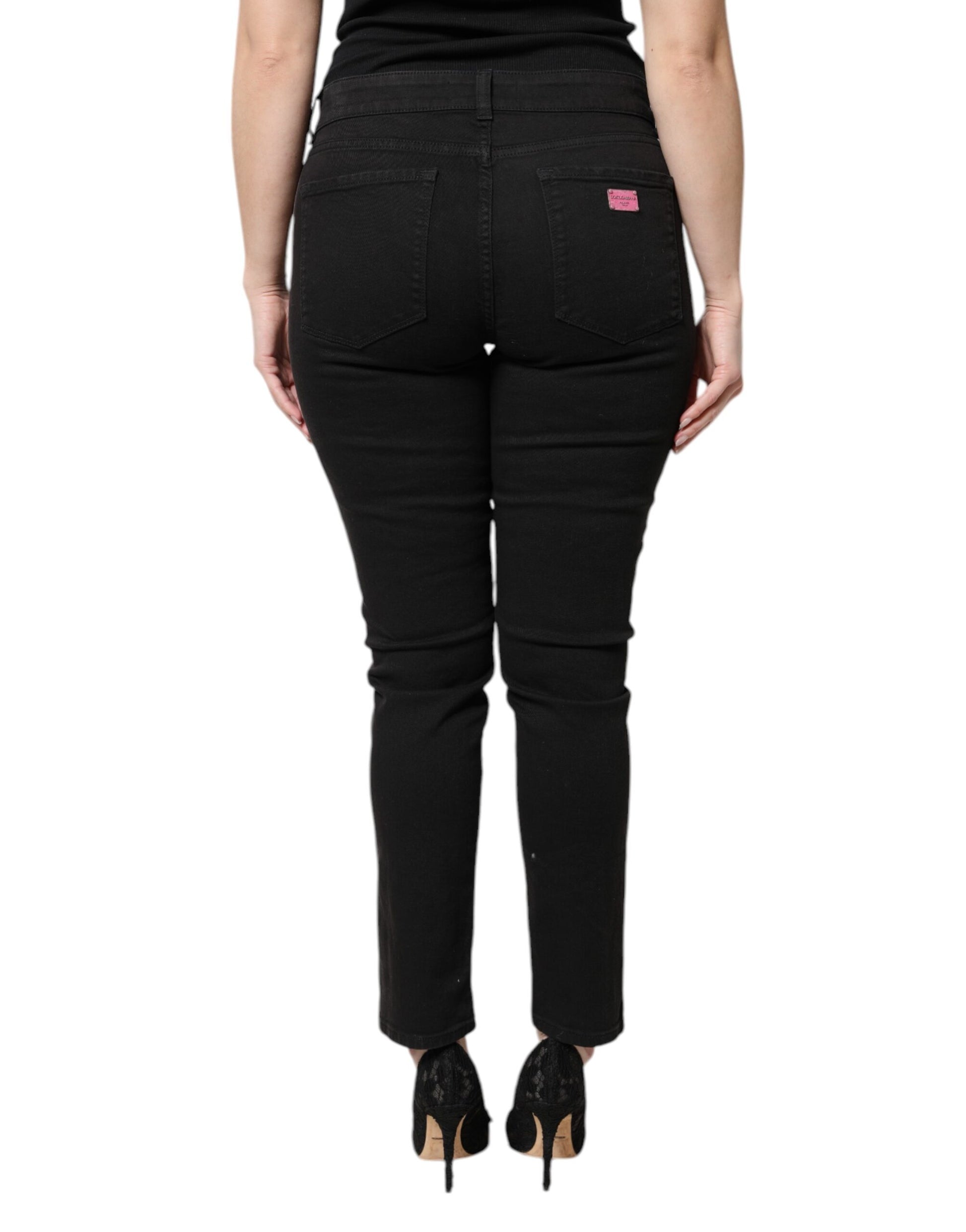 Jean slim taille haute en coton noir Dolce & Gabbana