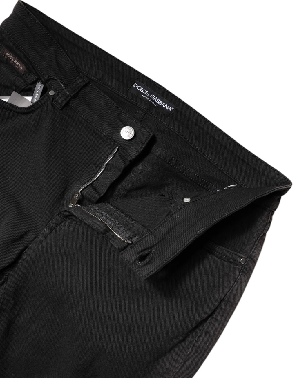 Jean slim taille haute en coton noir Dolce & Gabbana