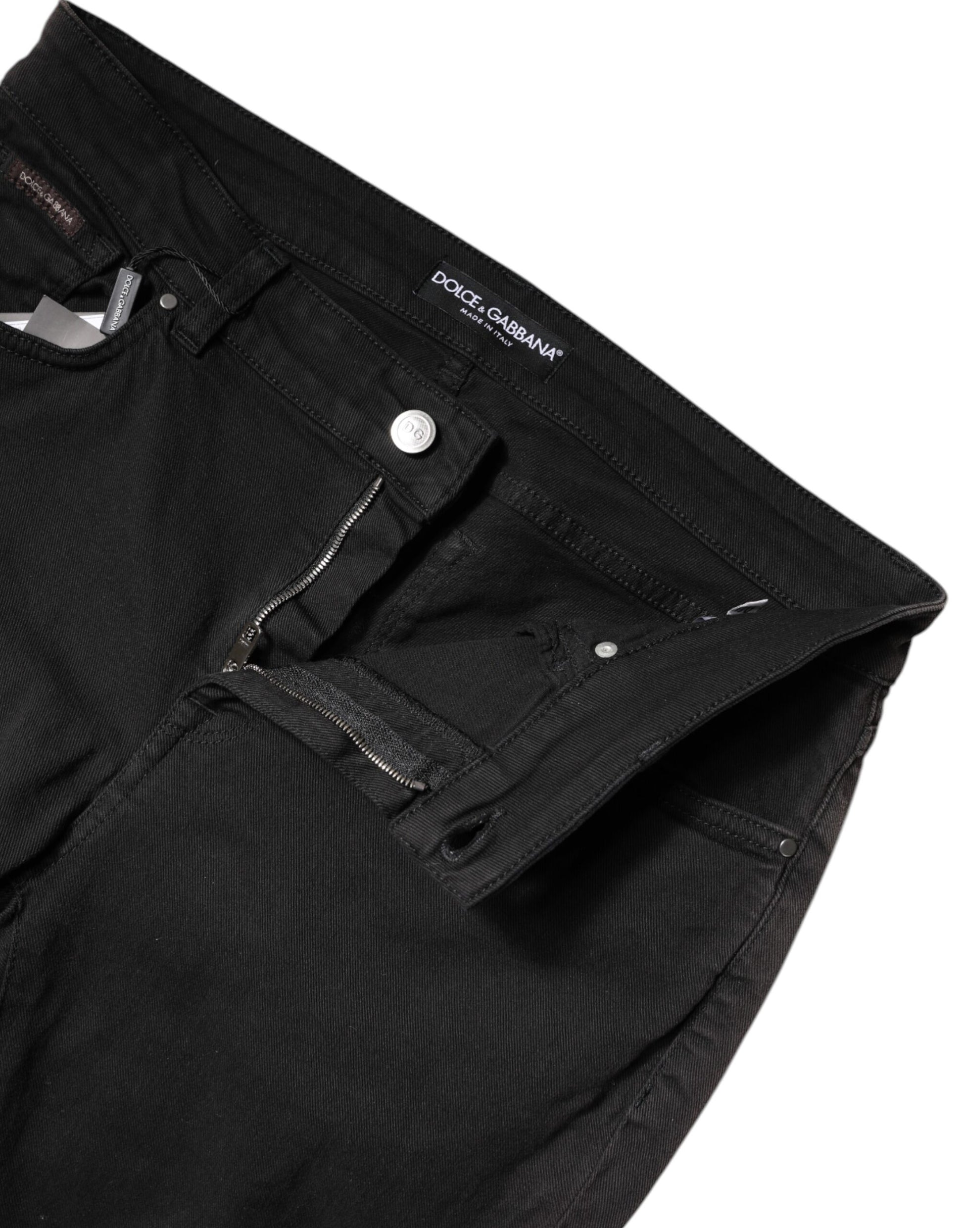 Jean slim taille haute en coton noir Dolce & Gabbana