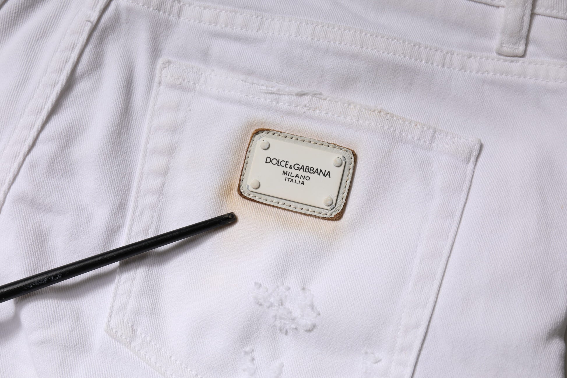 Dolce & Gabbana Jean skinny taille haute en coton blanc