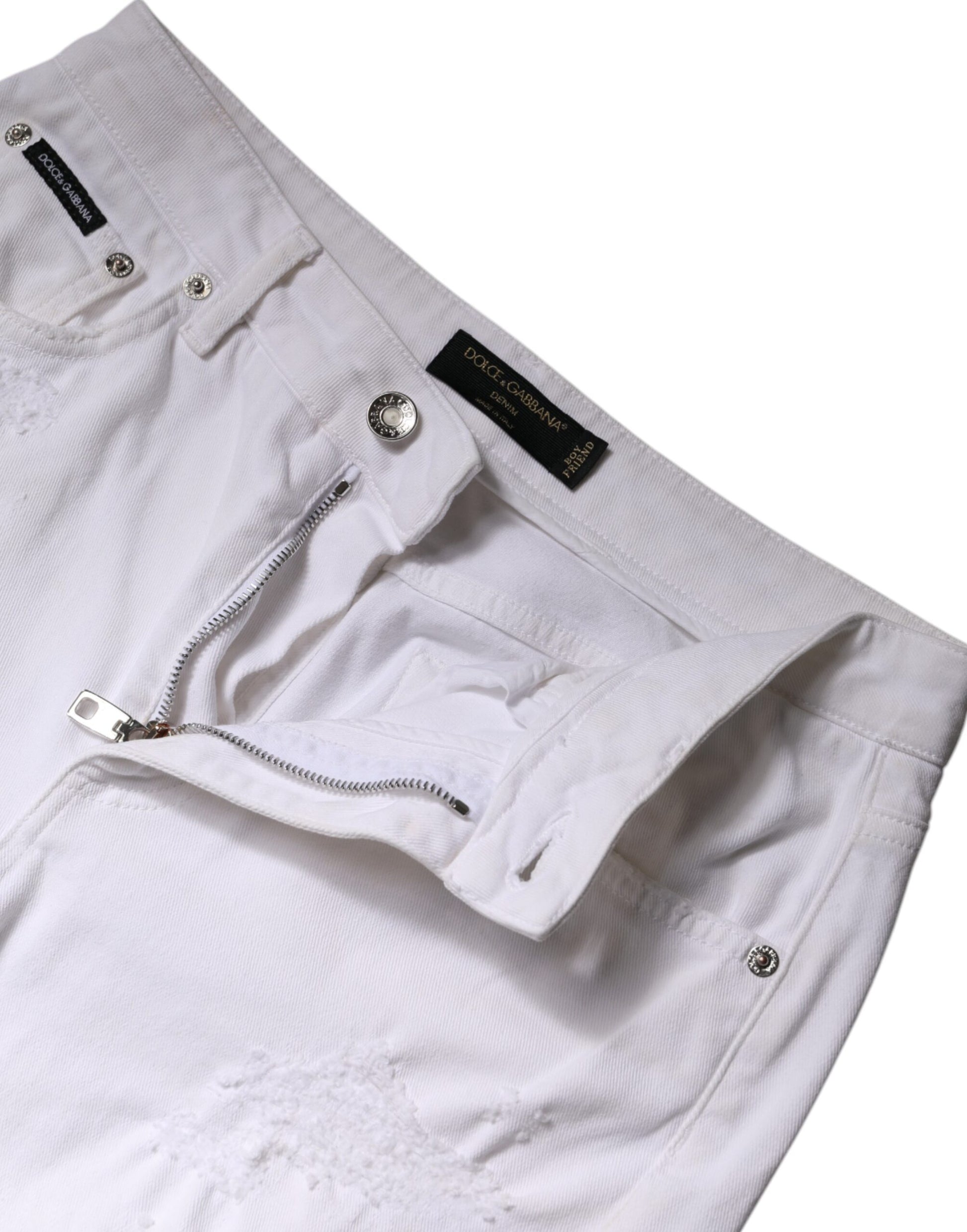 Dolce & Gabbana Jean skinny taille haute en coton blanc