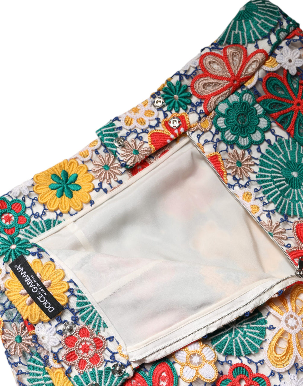 Mini-jupe taille haute en dentelle florale multicolore Dolce & Gabbana