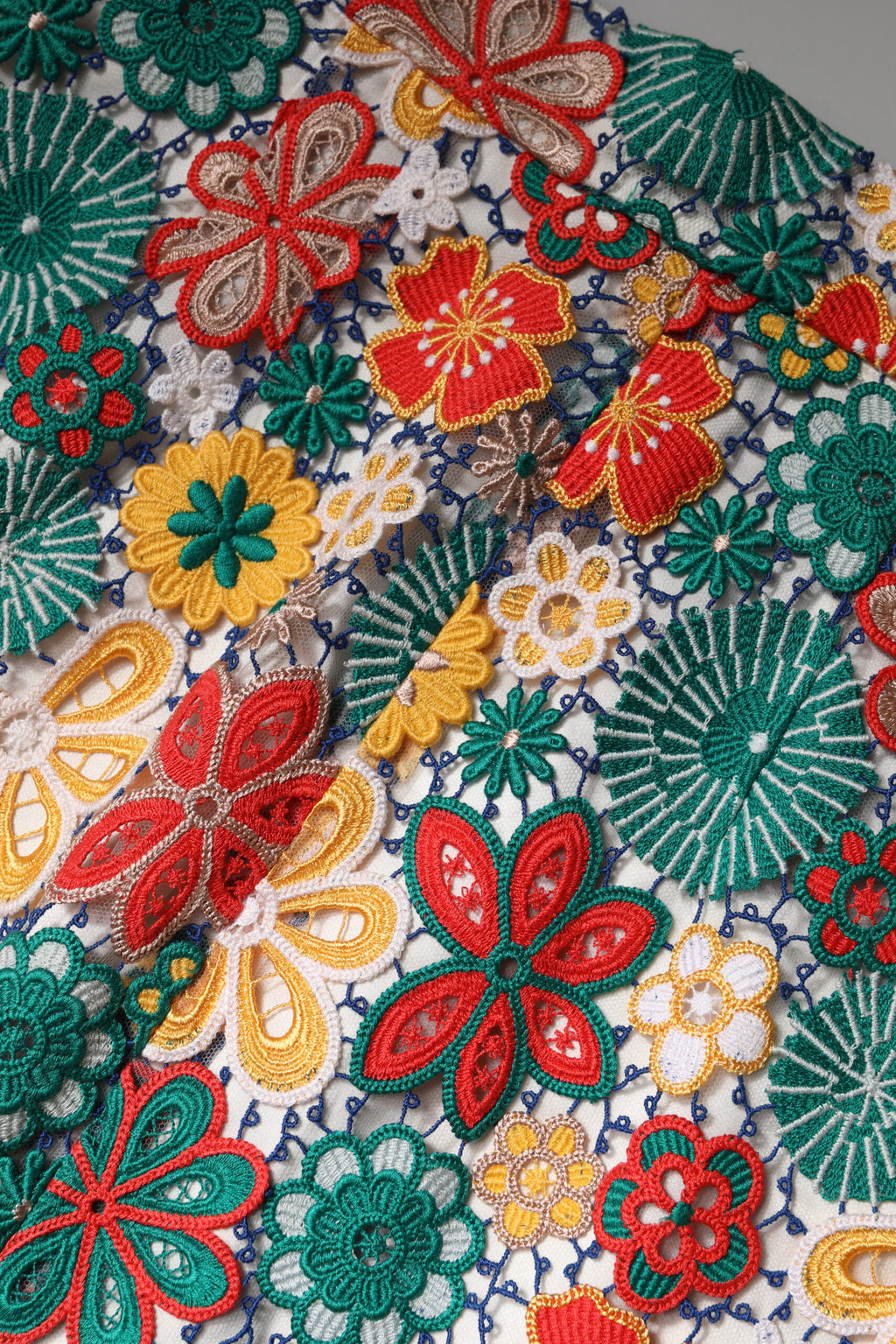 Mini-jupe taille haute en dentelle florale multicolore Dolce & Gabbana