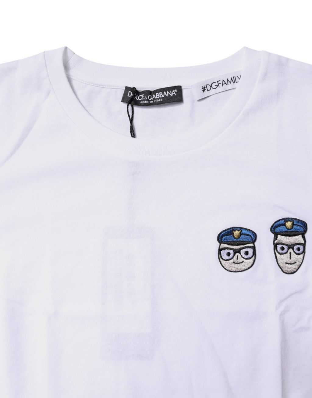 T-shirt en coton à col rond Dolce & Gabbana blanc #DGFamily