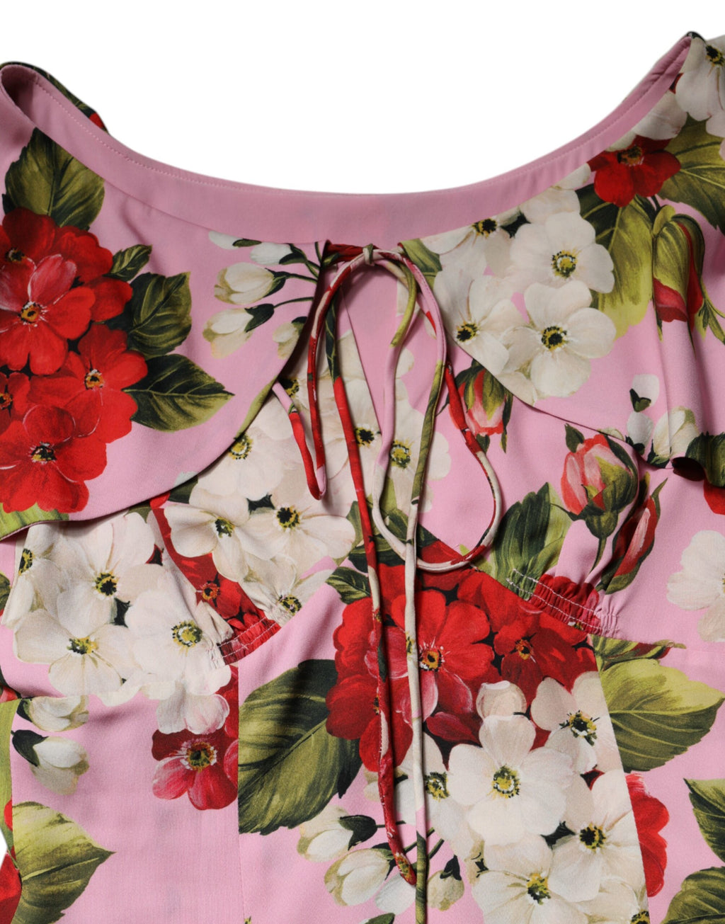 Chemisier rose en soie à manches courtes et imprimé floral Dolce & Gabbana