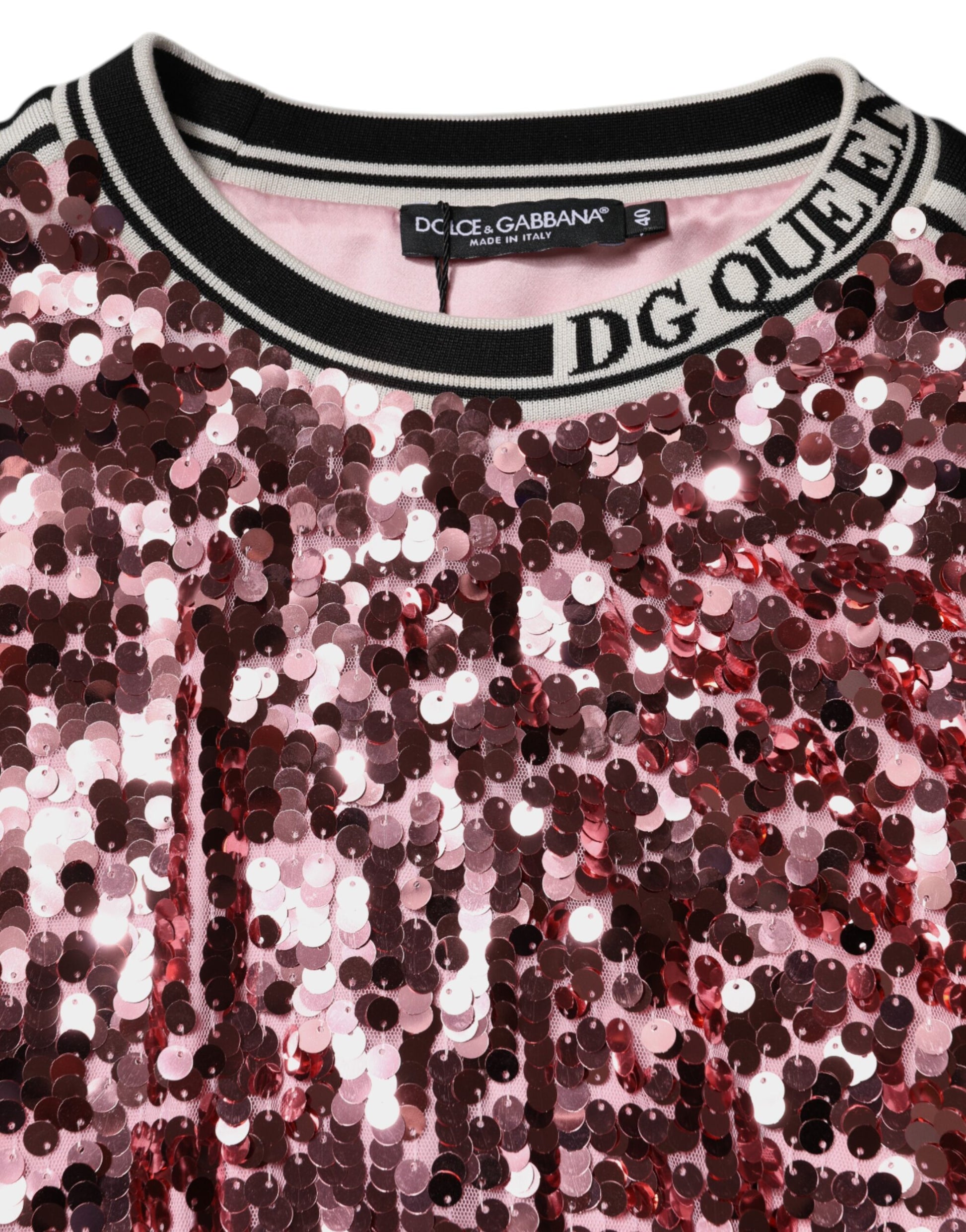 Pull rose en maille à sequins Dolce & Gabbana DG Queen