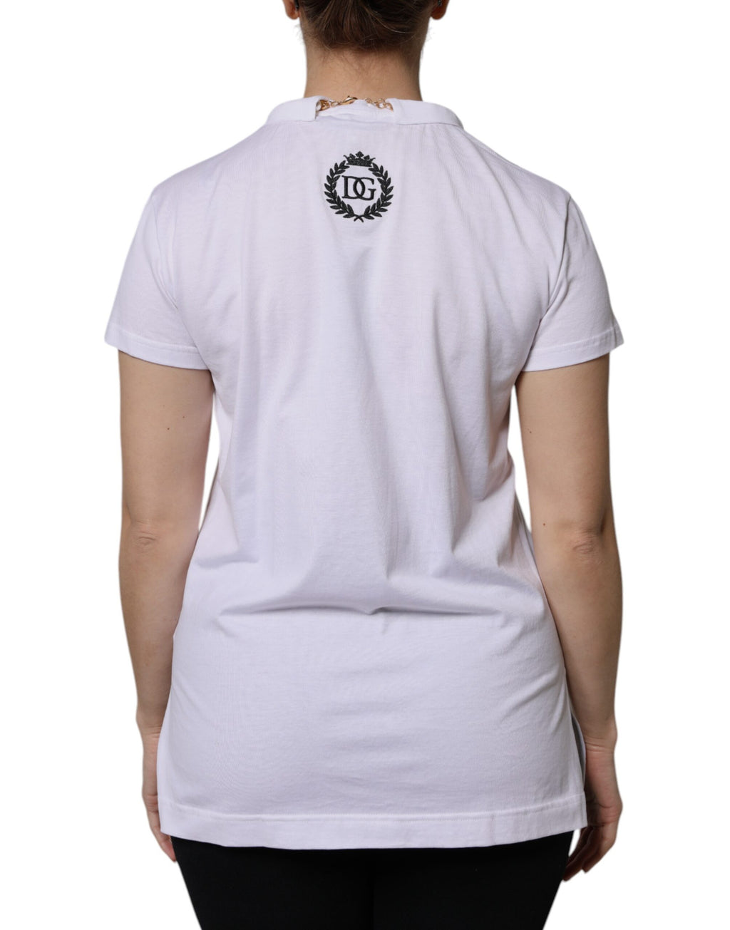 T-shirt Dolce & Gabbana en coton blanc à manches courtes avec collier