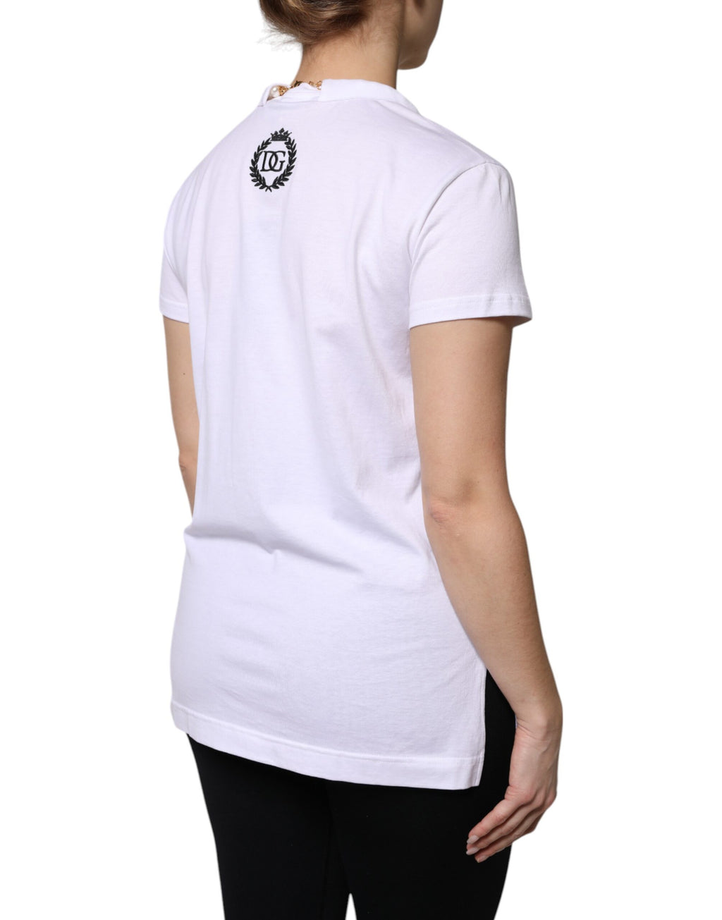 T-shirt Dolce & Gabbana en coton blanc à manches courtes avec collier
