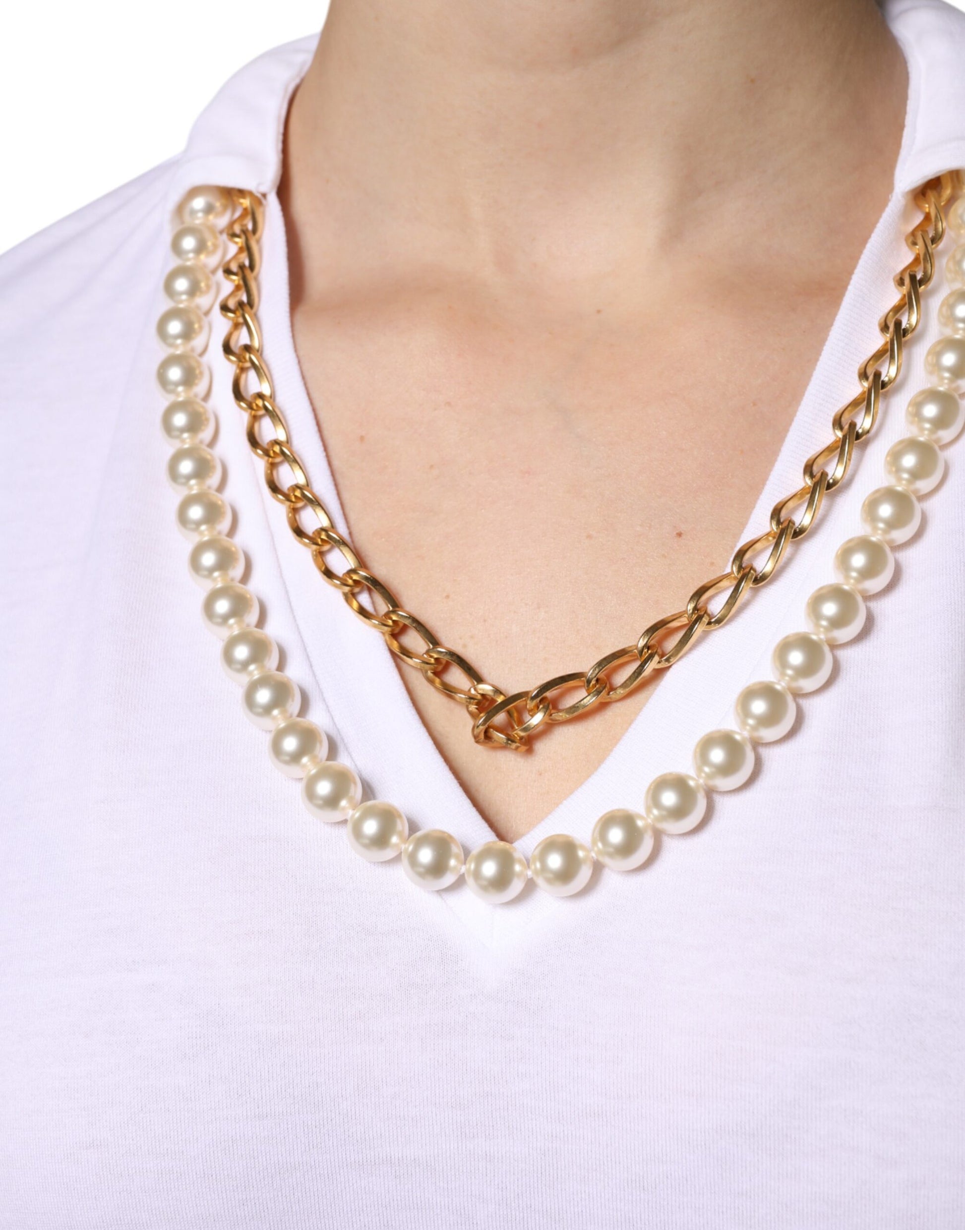 T-shirt Dolce & Gabbana en coton blanc à manches courtes avec collier