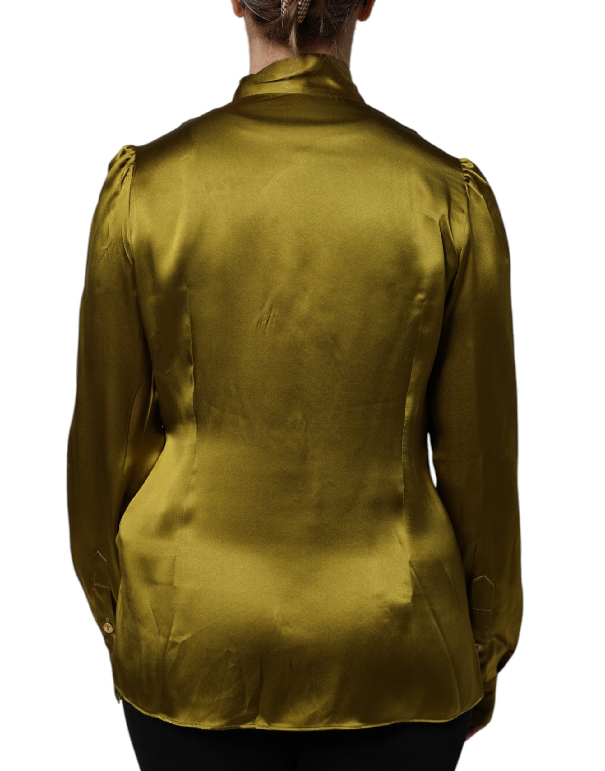 Chemisier à manches longues à col ascot vert olive Dolce & Gabbana