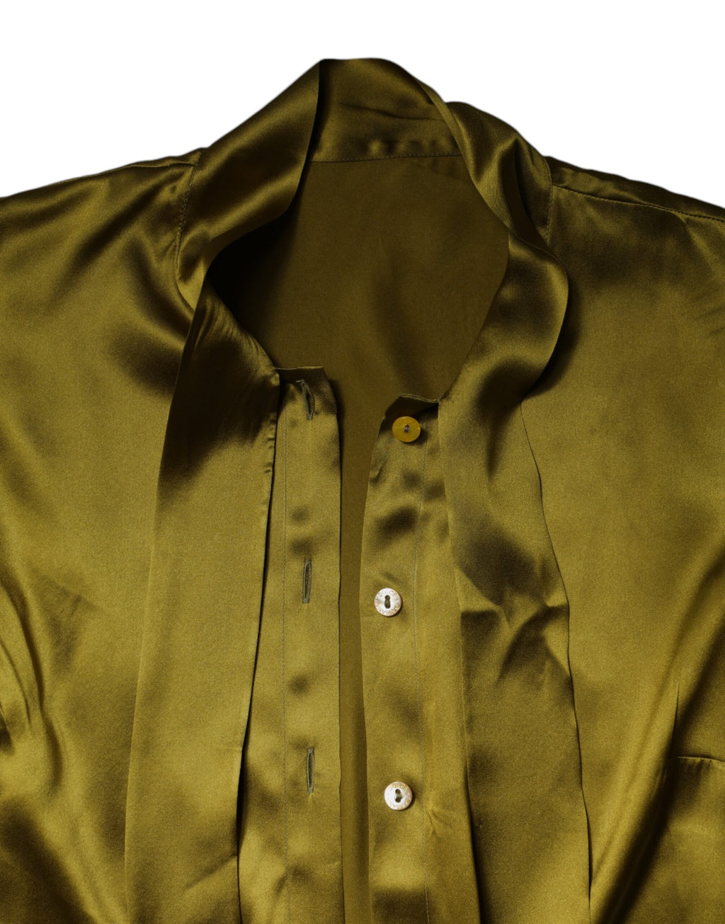 Chemisier à manches longues à col ascot vert olive Dolce & Gabbana