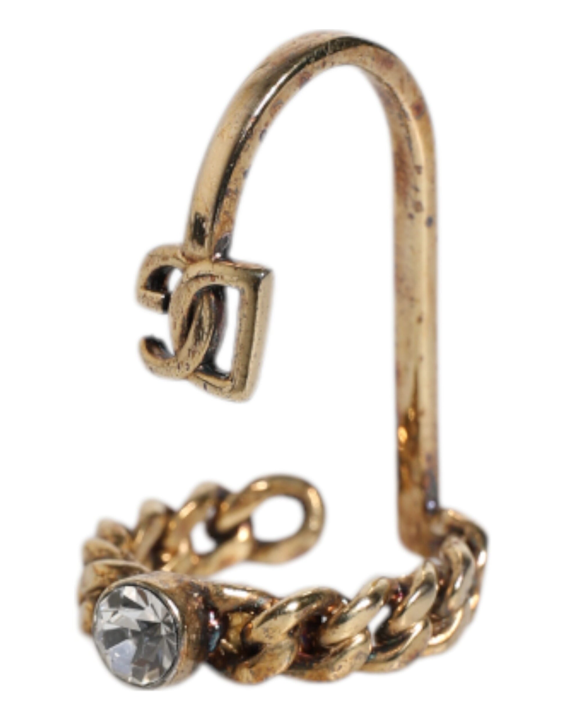 Dolce &amp; Gabbana – Verstellbarer Ring in Gold mit eingraviertem Logo und klaren Kristallen