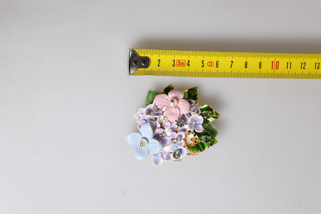 Dolce &amp; Gabbana – Mehrfarbige Brosche mit floralen Kristallen, Perlen und Emaille-Akzenten