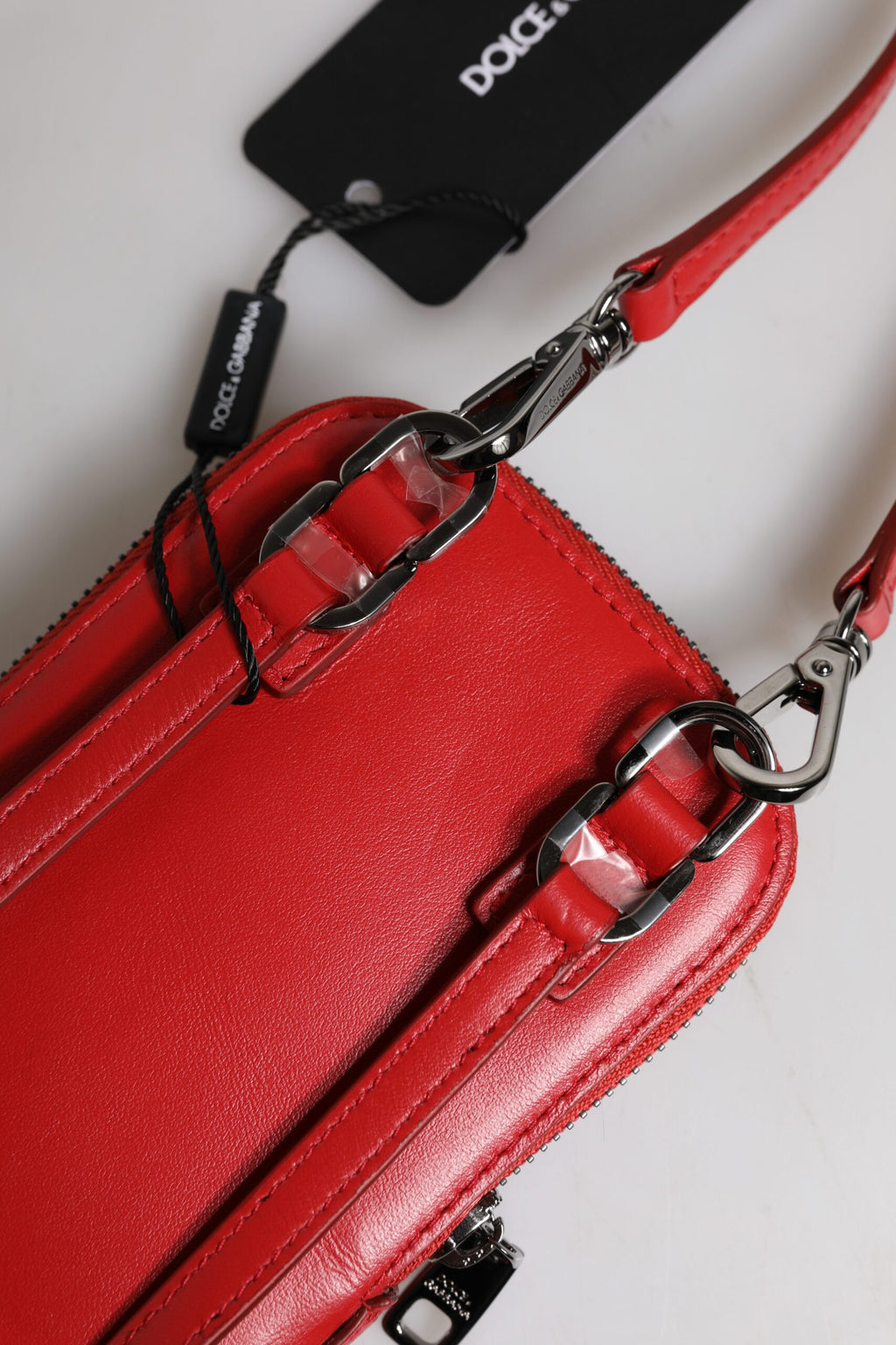 Sac à bandoulière Dolce & Gabbana en cuir rouge pour téléphone