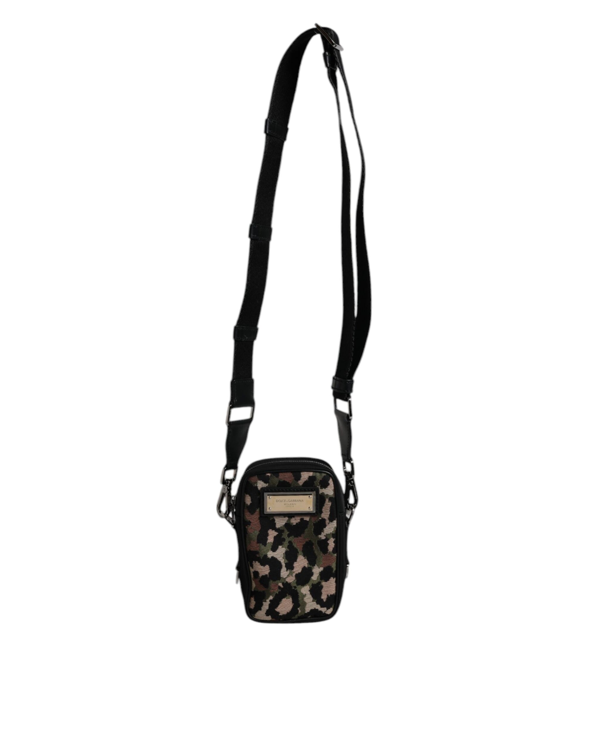 Sac bandoulière Dolce & Gabbana multicolore en jacquard léopard avec plaque logo