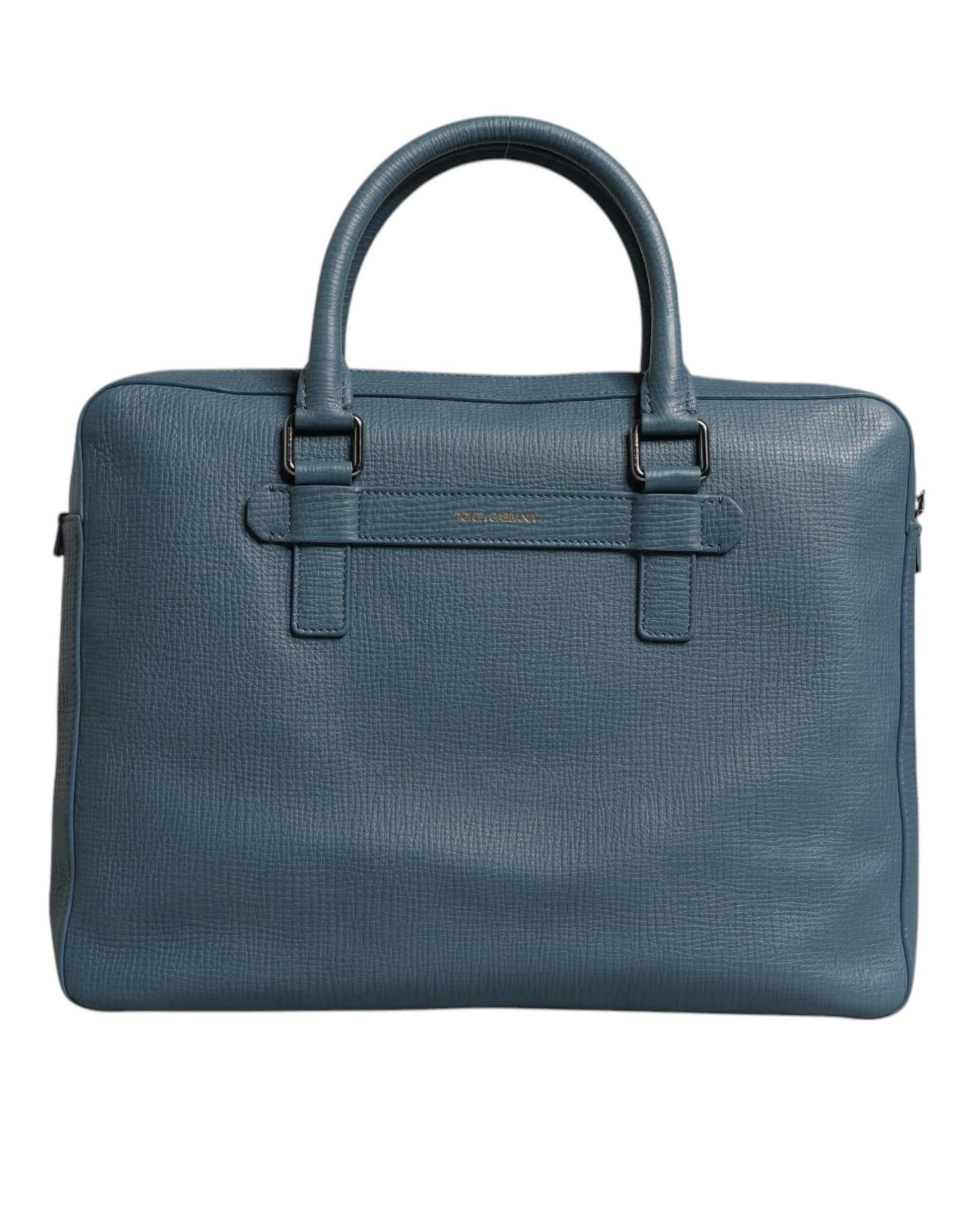 Dolce &amp; Gabbana – Blaue Messenger-Aktentasche mit Doppelgriff und Logo