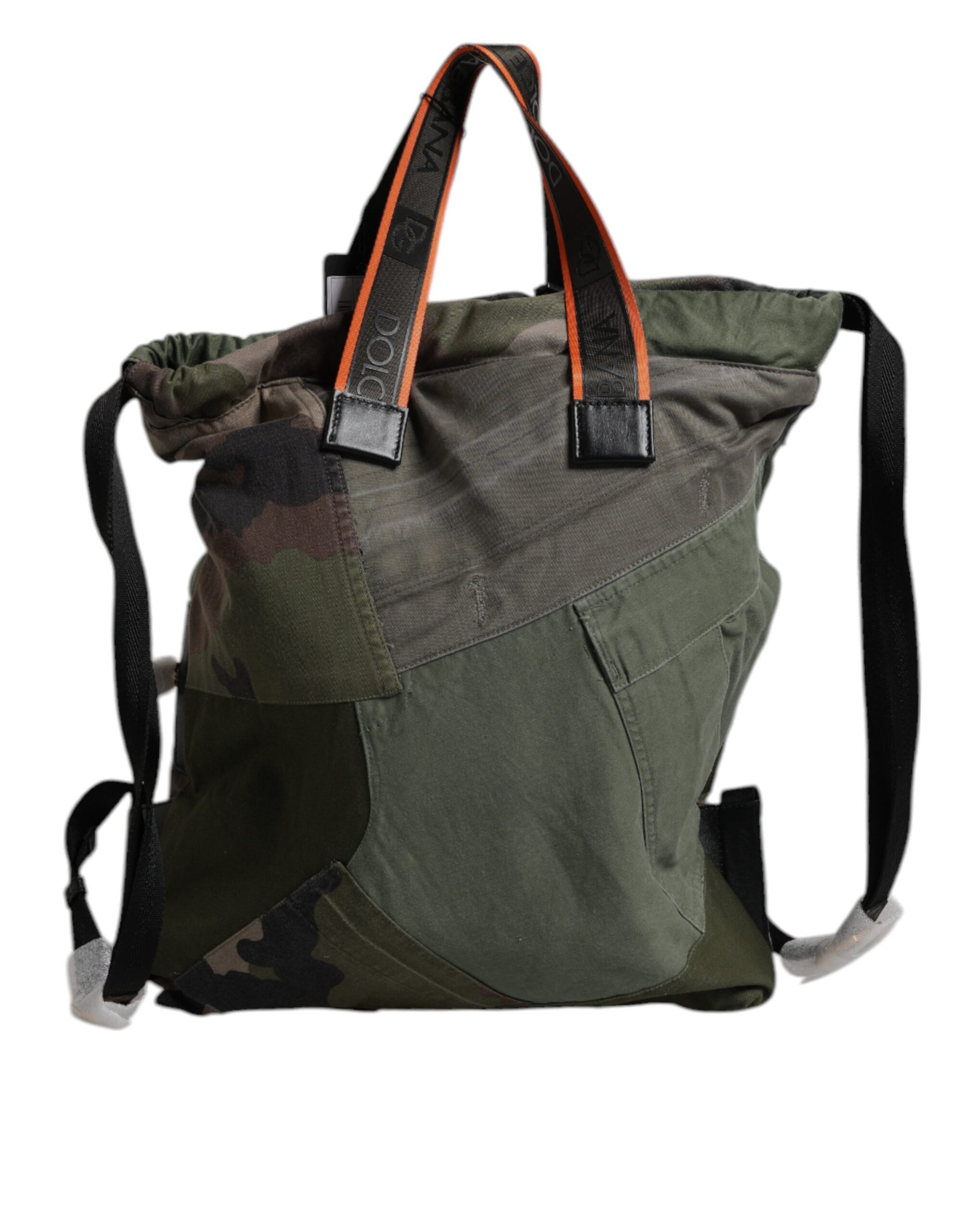 Dolce & Gabbana Military Green Patchwork Rucksack Backpack Bag